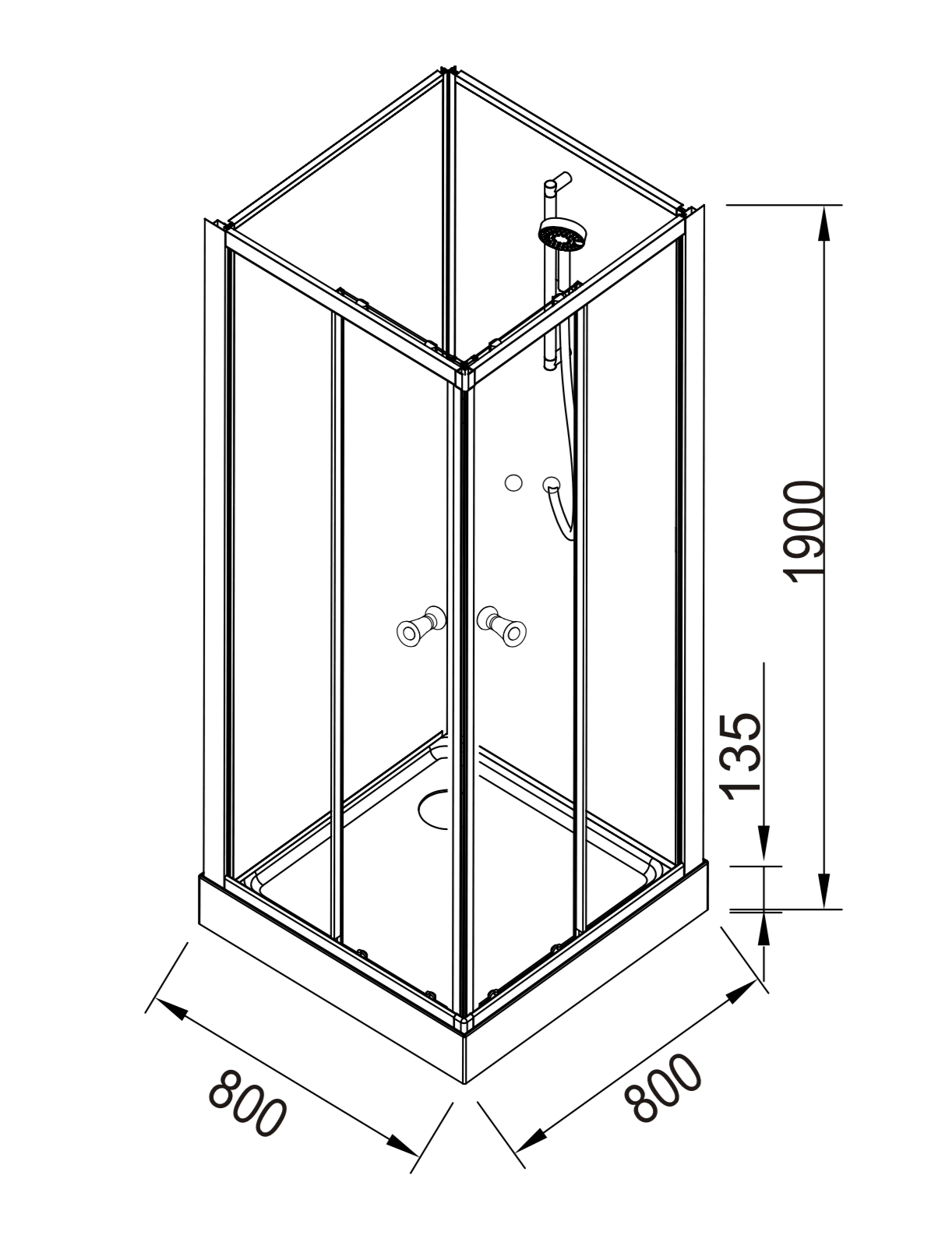 Duschkabin fyrkantig 70x90x215 cm - satinprofiler - klart/svart glas - inkl. blandare och dusch - Gilleleje - Duschkabiner - Gilleleje, Shower Cabin Set - Code, Black Glass - 70 cm - MASTERSTORE - 8595677170467 - Shower Cabin Set - Code - 20 - 709 - 01 - 52 - 00 - 8595677170467 - 