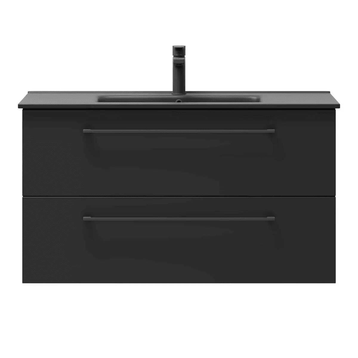 Badrumsmöbel med klassiska fronter - 60x46x57 cm - mattsvart - svart porslinstvättställ - svart handtag - Vollen - Tvättställsskåp - Vollen, Furniture Set - Basin & Cabinet, Black Mat - 61 cm - MASTERSTORE - 8595677170726 - Furniture Set - Code - 70 - 060 - 56 - 02 - 40 - 8595677170726 - 