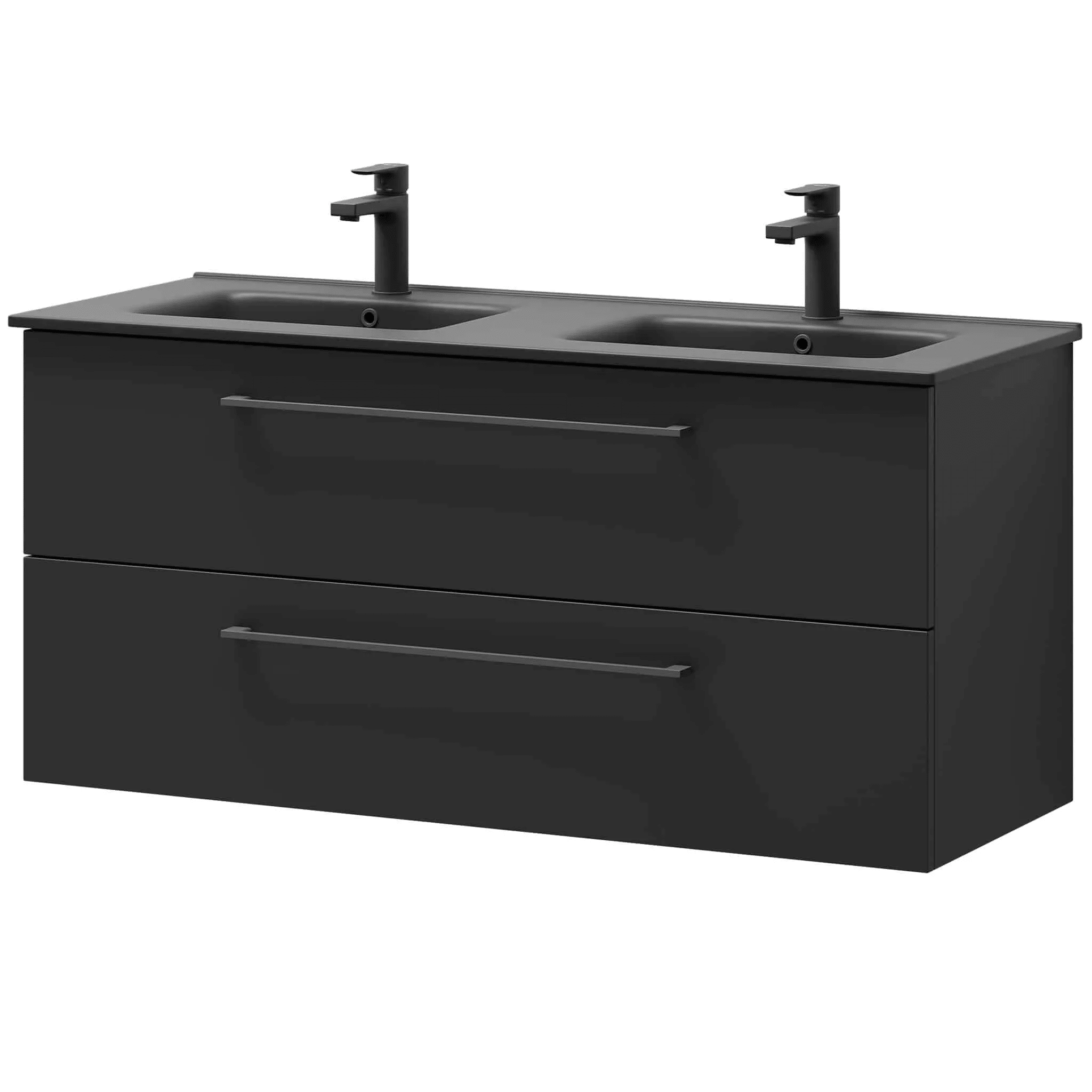 Badrumsmöbel med klassiska fronter - 100x46x57 cm - mattsvart - svart porslinstvättställ - svart handtag - Vollen - Tvättställsskåp - Vegsund, Furniture Set - Code, Black Mat - 101 cm - MASTERSTORE - 8595677170740 - Furniture Set - Code - 70 - 100 - 56 - 02 - 40 - 8595677170740 - 