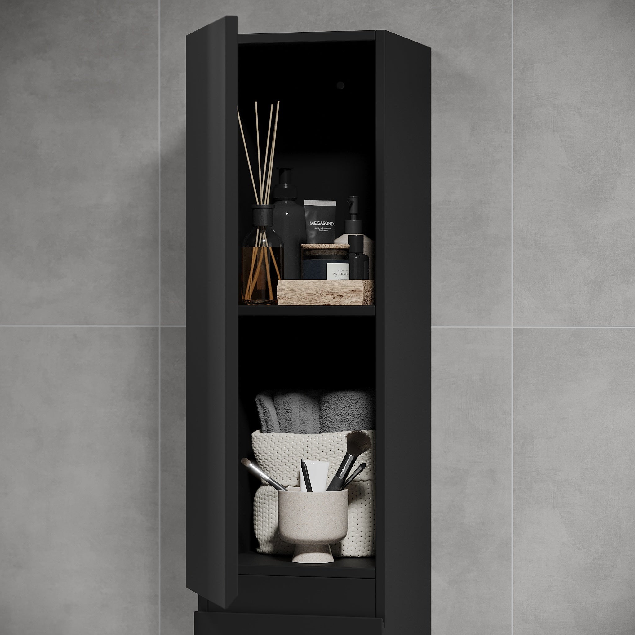 Högskåp - 30x31x174 cm - 2 dörrar - mattsvart - Kenwood - Högskåp - Kenwood, High Cabinet, Black Mat - 30 cm - MASTERSTORE - 8595677177930 - High Cabinet - 04 - 030 - 63 - 02 - 01 - 8595677177930 - 