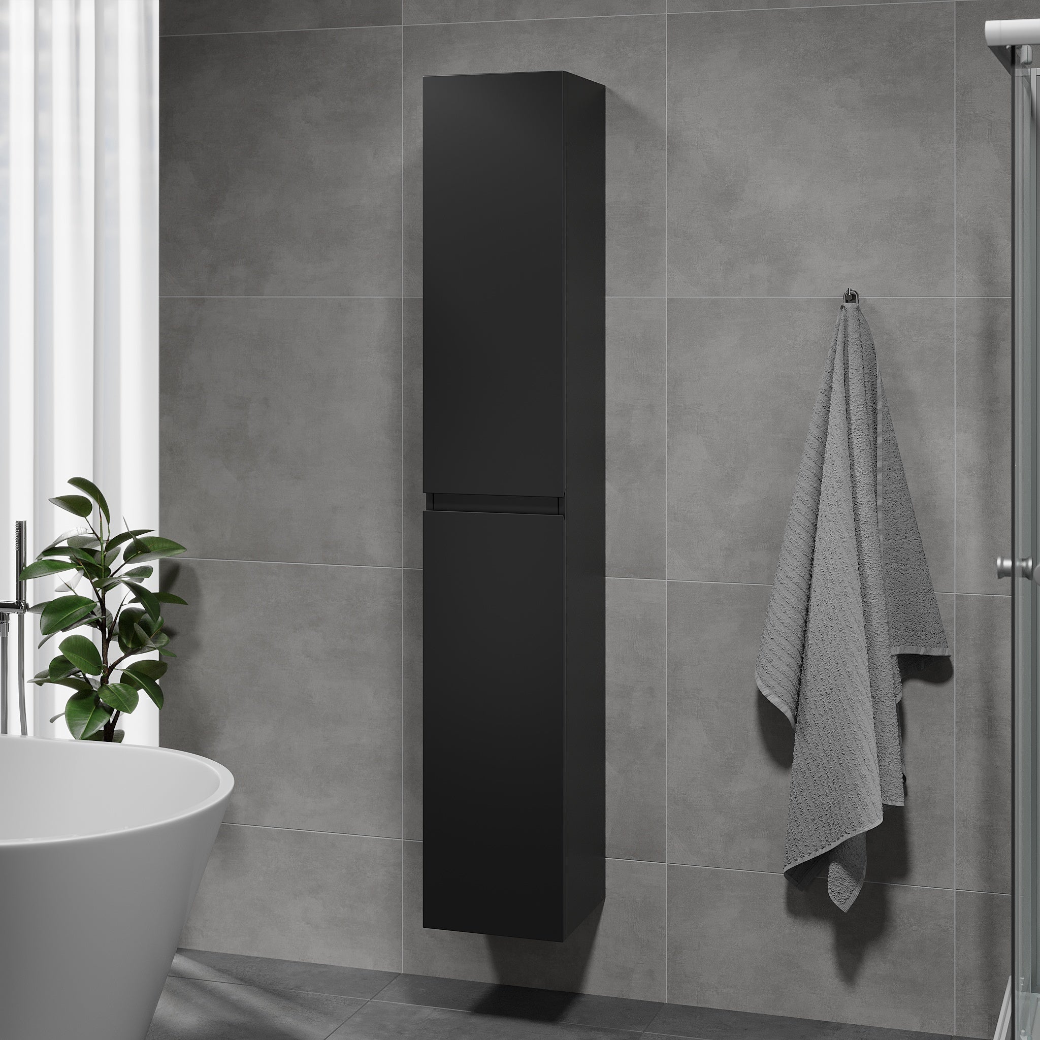 Högskåp - 30x31x174 cm - 2 dörrar - mattsvart - Kenwood - Högskåp - Kenwood, High Cabinet, Black Mat - 30 cm - MASTERSTORE - 8595677177930 - High Cabinet - 04 - 030 - 63 - 02 - 01 - 8595677177930 - 