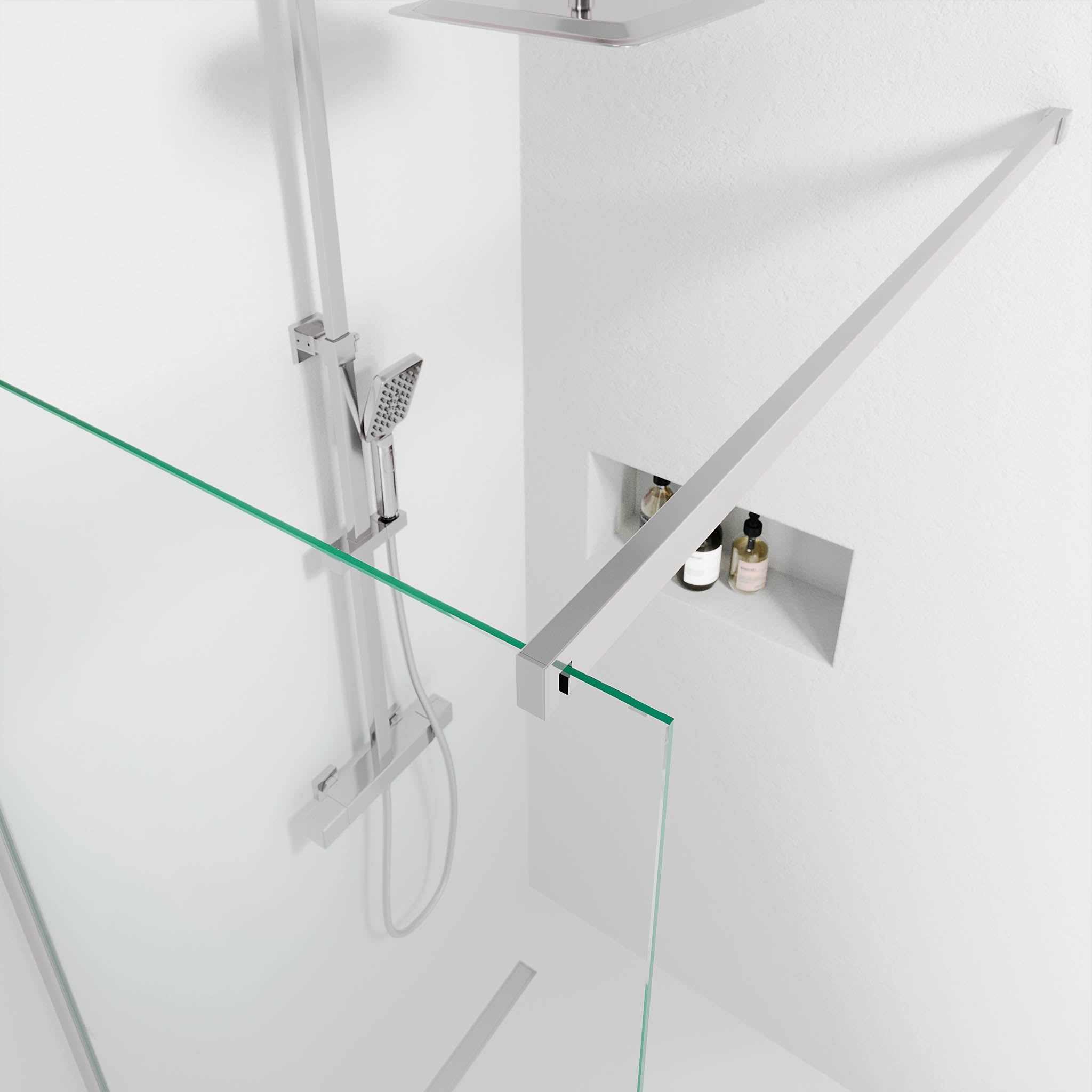 Sandefjord duschvägg, Krom Profil, Klart glas