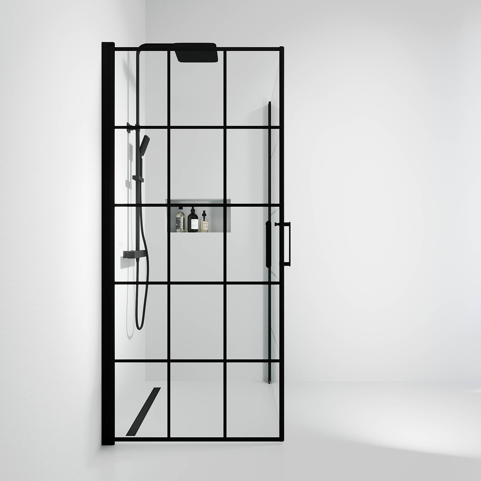 Duschhörna fyrkantig 90x90x195 cm - 5 mm klart nanoglas med svarta spröjs - svart profil - Sandefjord - Duschhörn - Sandefjord, Shower Enclosure, Clear/Black - 90 cm - MASTERSTORE - 8595677180510 - Shower Enclosure - 42 - 090 - 09 - 02 - 00 - 8595677180510 - 