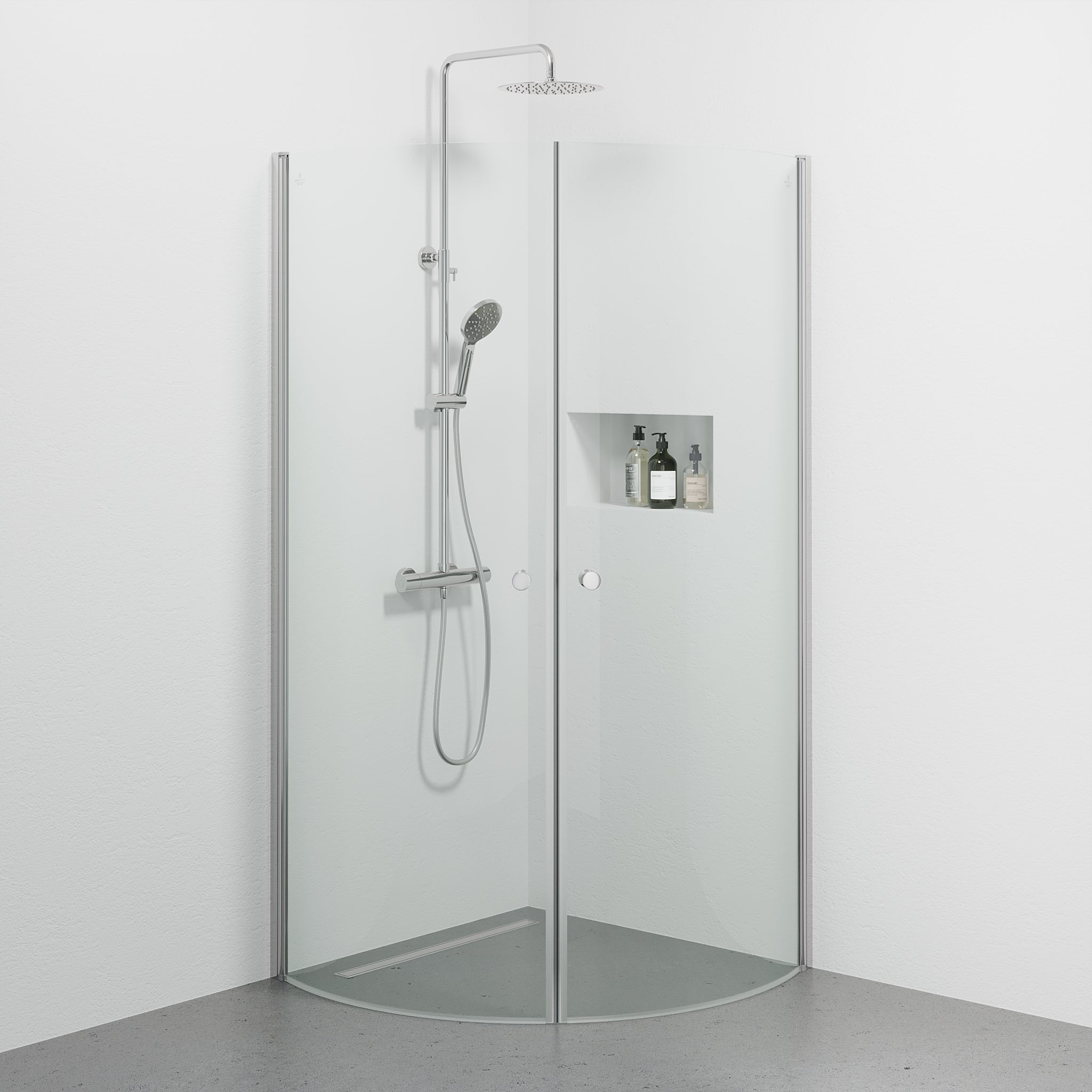 Duschhörna halvrund 90x90x190 cm - 5 mm klarglas - kromprofil - Tulsa - Duschhörn - Tulsa, Shower Enclosure, Chrome - 90 cm - MASTERSTORE - 8595677180749 - Shower Enclosure - 42 - 090 - 10 - 60 - 02 - 8595677180749 - 