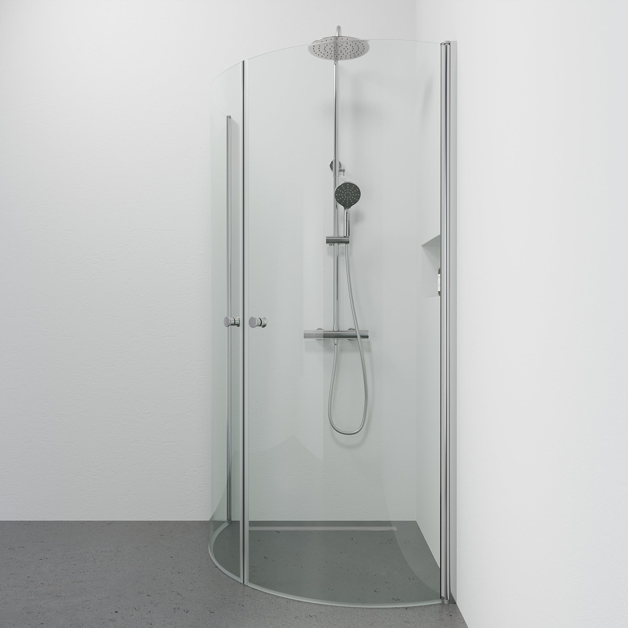 Duschhörna halvrund 90x90x190 cm - 5 mm klarglas - kromprofil - Tulsa - Duschhörn - Tulsa, Shower Enclosure, Chrome - 90 cm - MASTERSTORE - 8595677180749 - Shower Enclosure - 42 - 090 - 10 - 60 - 02 - 8595677180749 - 