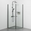 Duschkabin halvrund 90x90x190 cm - 5 mm klart glas - svart profil - Tulsa