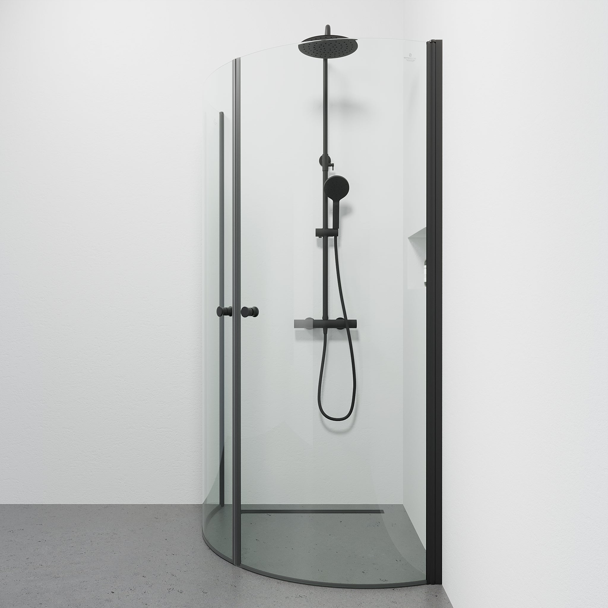 Duschhörna halvrund 90x90x190 cm - 5 mm klarglas - svart profil - Tulsa - Duschhörn - Tulsa, Shower Enclosure, Black Mat - 90 cm - MASTERSTORE - 8595677180756 - Shower Enclosure - 42 - 090 - 10 - 02 - 02 - 8595677180756 - 