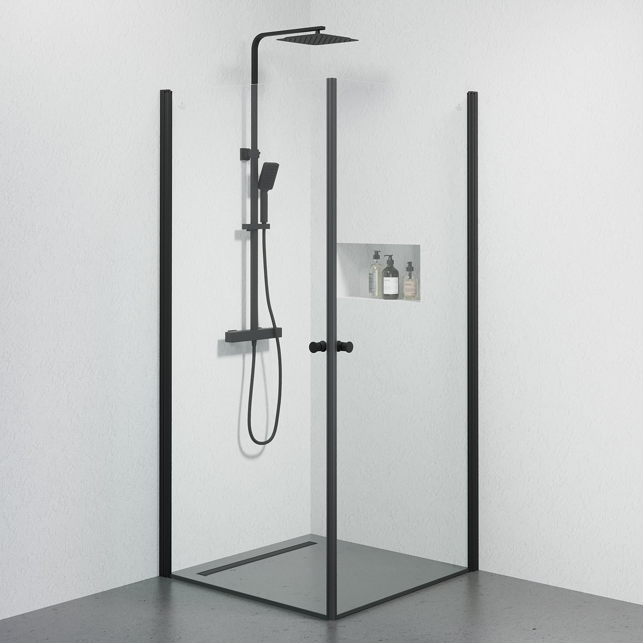 Duschhörna fyrkantig 90x90x190 cm - 5 mm klarglas - svart profil - Tulsa - Duschhörn - Tulsa, Shower Enclosure, Black Mat - 90 cm - MASTERSTORE - 8595677180770 - Shower Enclosure - 42 - 090 - 11 - 02 - 02 - 8595677180770 - 
