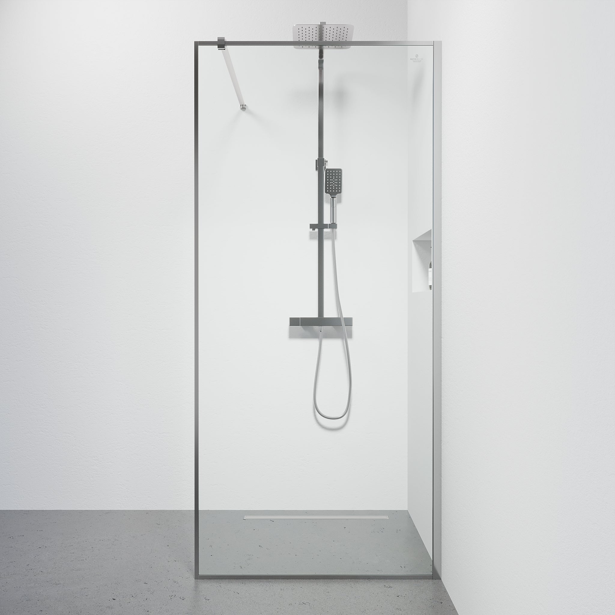 Fast duschvägg med stabiliseringsstag 90x190 cm - 5 mm klarglas - kromprofil - Tulsa - Duschväggar - Tulsa, Shower Wall, Chrome - 90 cm - MASTERSTORE - 8595677180794 - Shower Wall - 42 - 090 - 13 - 60 - 02 - 8595677180794 - 