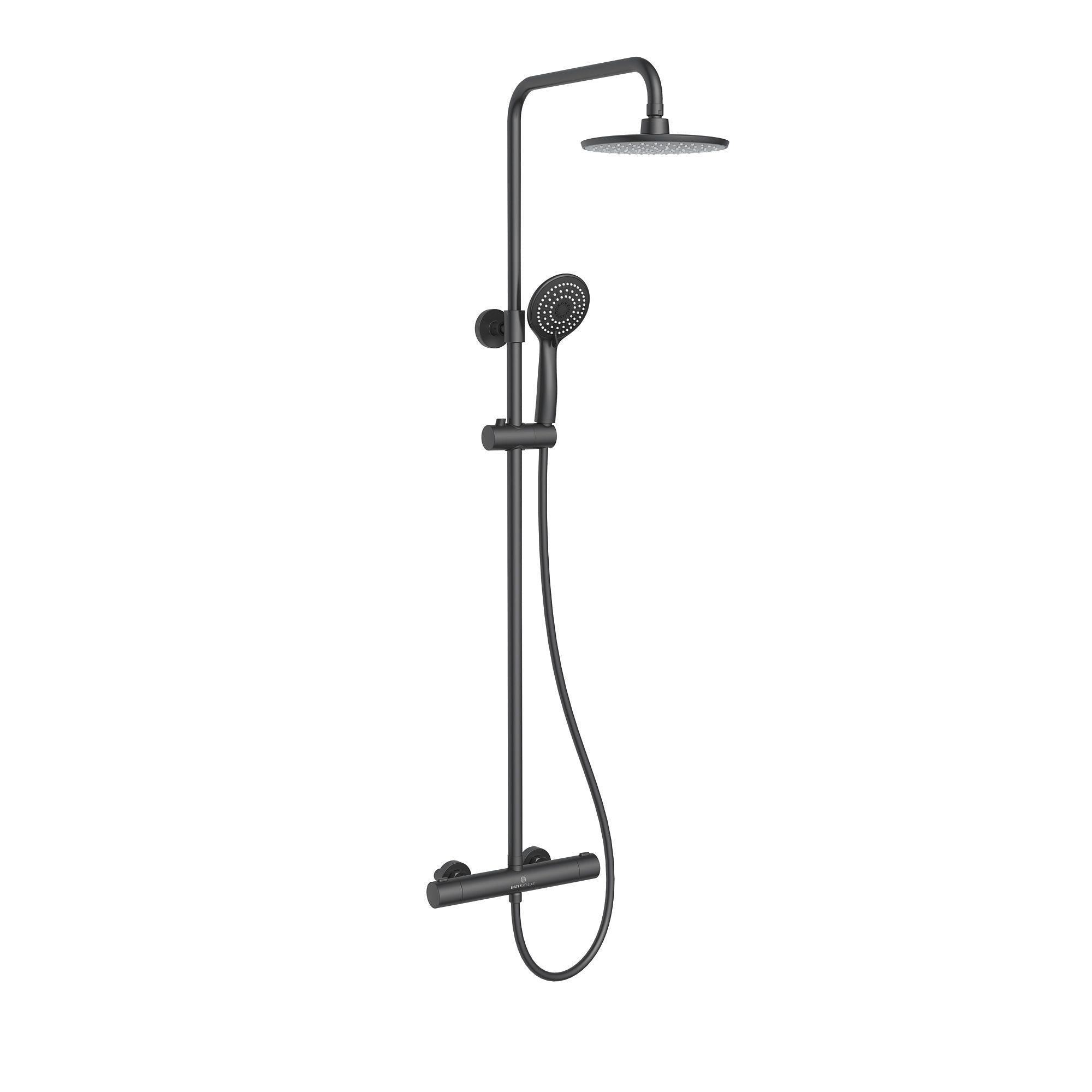 Takduschset med termostatblandare 150mm C/C - Ø200 mm takdusch, handdusch - mattsvart - Holly - Duschsystem - Holly, Shower Tube Set, Black Mat - 150 mm - MASTERSTORE - 8595677189476 - Shower Tube Set - 31 - 150 - 17 - 02 - 02 - 8595677189476 - 