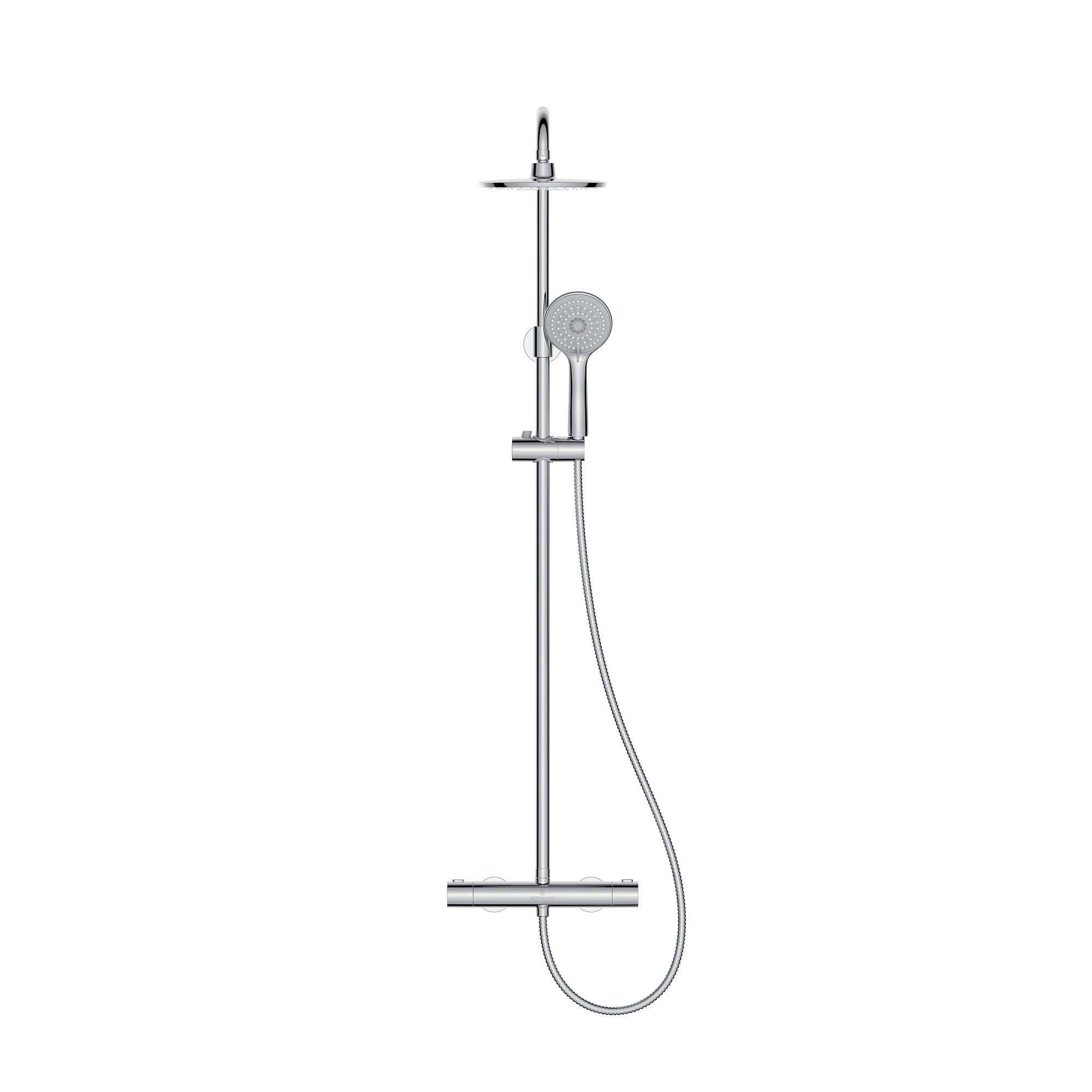 Takduschset med termostatblandare 150mm C/C - Ø200 mm takdusch, handdusch - mattsvart - Holly - Duschsystem - Holly, Shower Tube Set, Black Mat - MASTERSTORE - 8595677189476 - Shower Tube Set - 31 - 150 - 17 - 02 - 02 - 8595677189476 - 