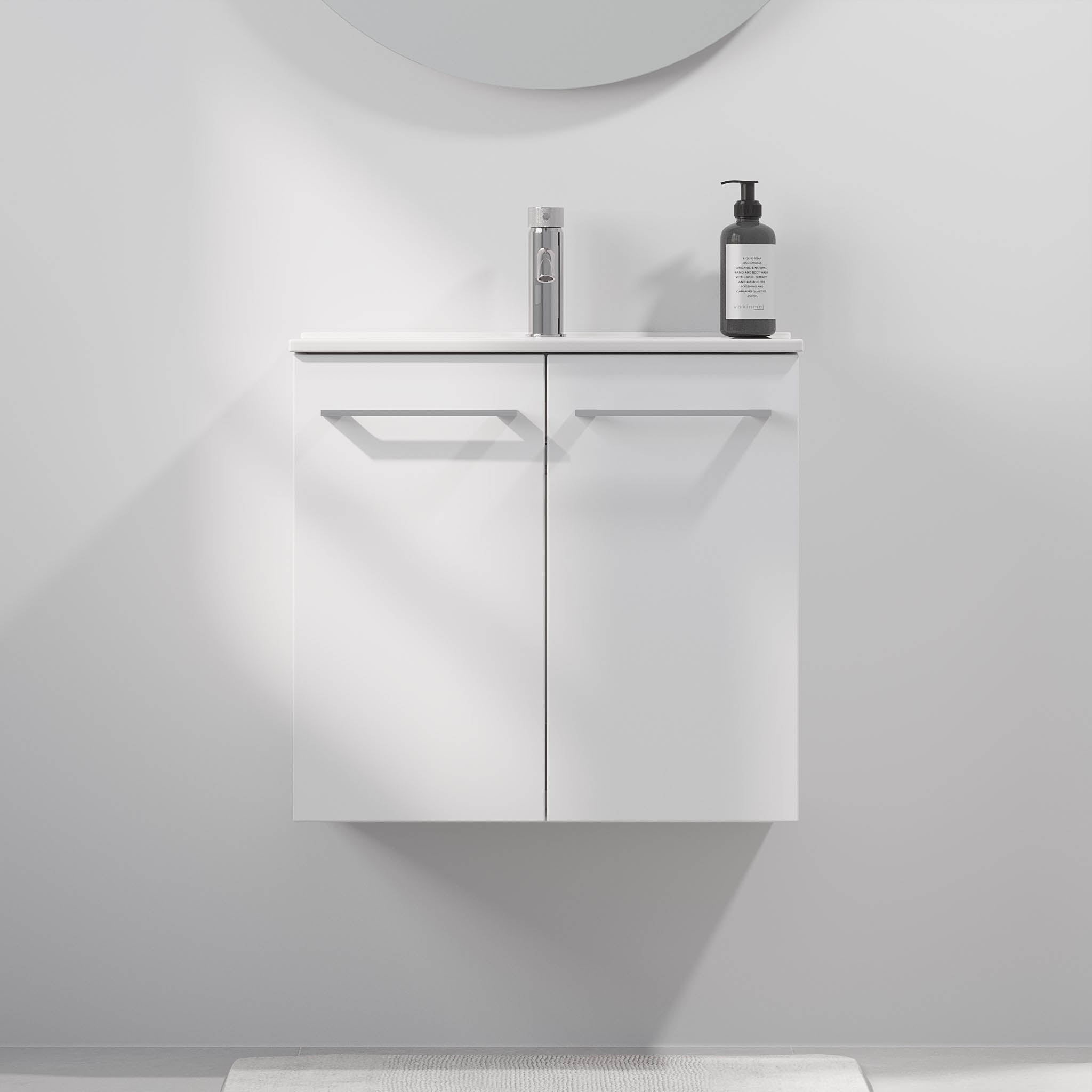 Badrumsmöbel med klassisk dörr - SLIM - 50x36x55 cm - mattvit - porslinstvättställ - kromat handtag - Magnor - Tvättställsskåp - Magnor, Furniture Set - Code, White Mat - 50 cm - MASTERSTORE - 8595677189957 - Furniture Set - Code - 75 - 050 - 70 - 01 - 40 - 8595677189957 - 