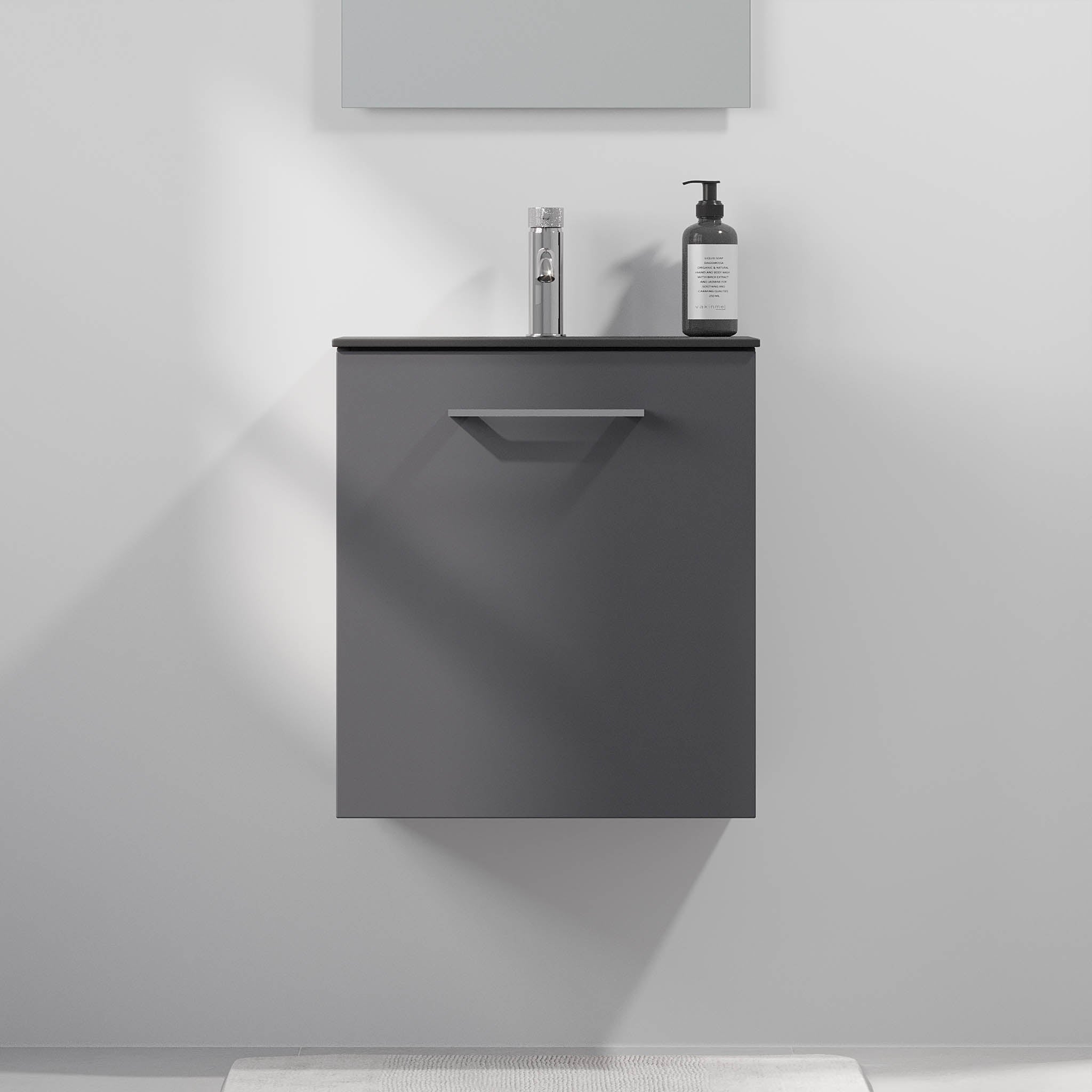 Badrumsmöbel med klassiska fronter - SLIM - 60x36x57 cm - antracitgrå - tvättställ i kompositmaterial - kromade handtag - Horten - Tvättställsskåp - Horten, Furniture Set - Code, Grey Anthracite - 60 cm - MASTERSTORE - 8595677190281 - Furniture Set - Code - 75 - 060 - 73 - 43 - 41 - 8595677190281 - 