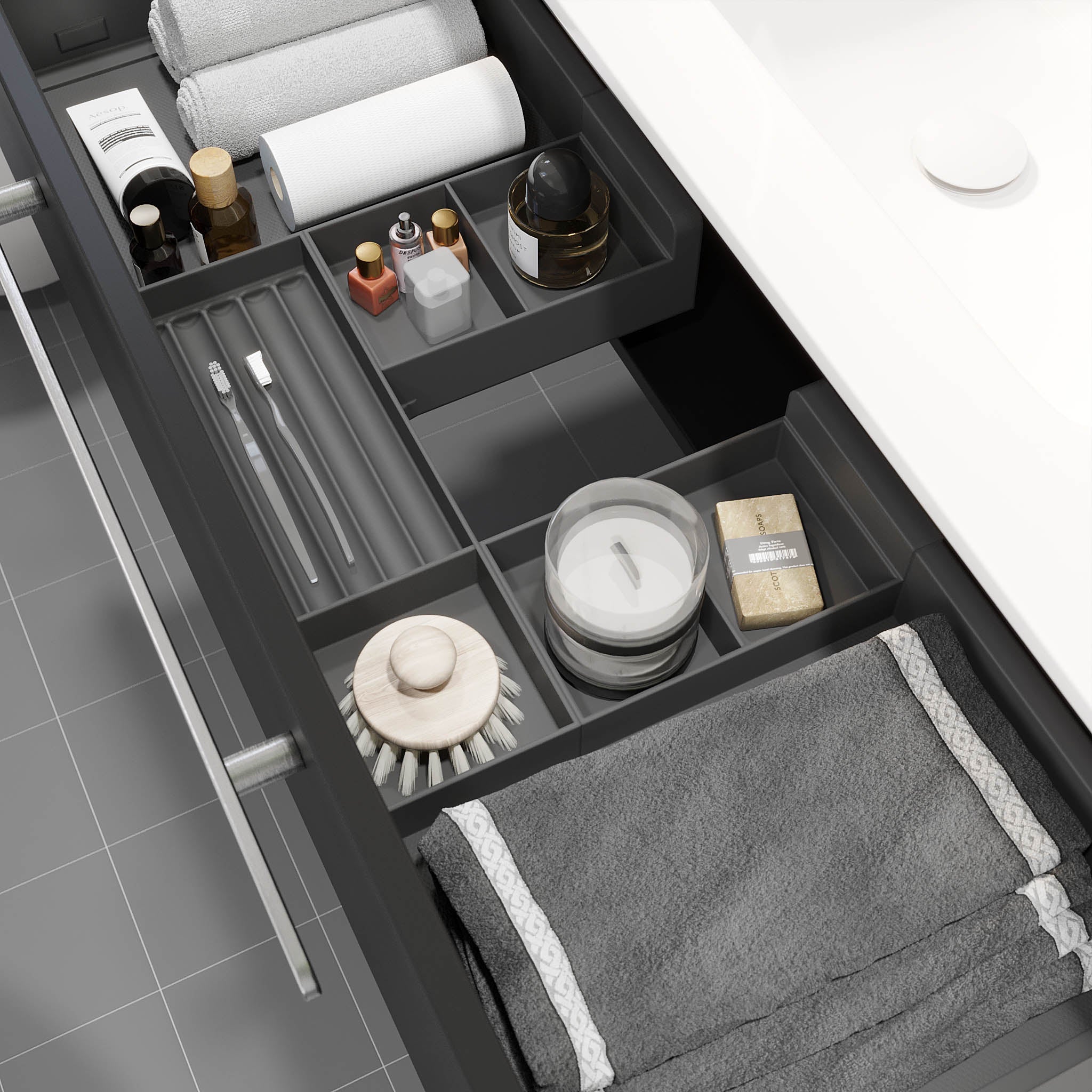 Badrumsmöbel med klassisk front - 100x46x29 cm - mattsvart - porslinstvättställ - satinhandtag - Colina - Tvättställsskåp - Colina, Furniture Set - Basin & Cabinet, Black Mat - 100 cm - MASTERSTORE - 8595677192926 - Furniture Set - Code - 85 - 100 - 50 - 02 - 40 - 8595677192926 - 