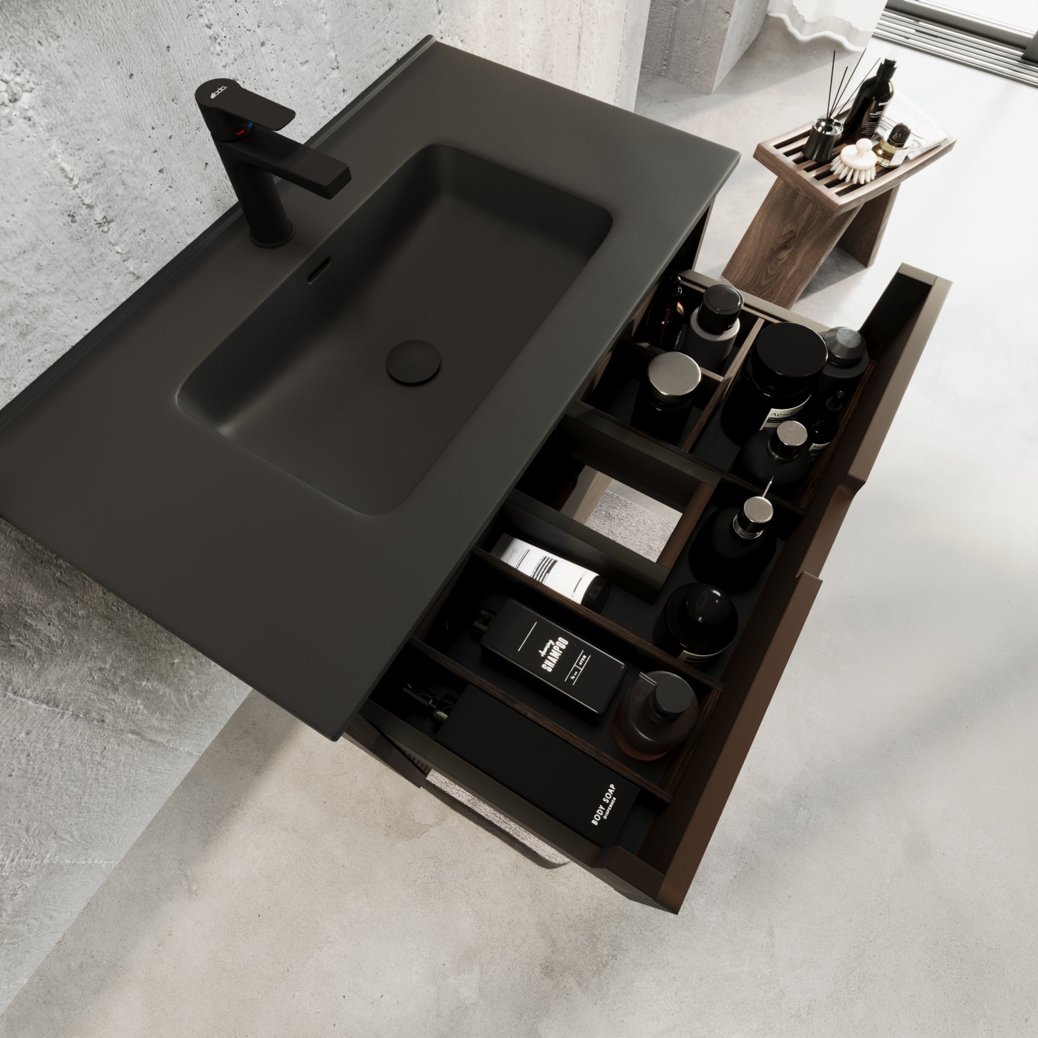 Troldeskoven Badrumsmöbel, Svart Ek