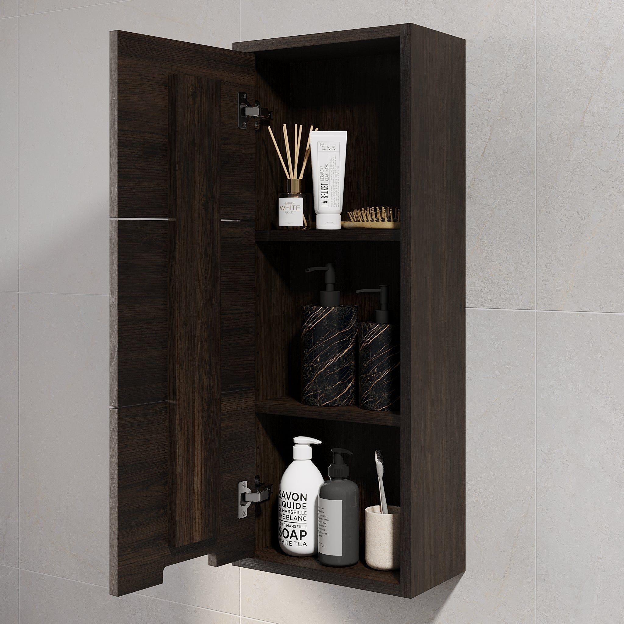 Väggskåp i massiv ek - 1 dörr - 35x19x90 cm - svart ek - Egeskov - Högskåp - Egeskov, Furniture Set - High Cabinet, Oak Black - 35 cm - MASTERSTORE - 8595677194135 - Furniture Set - Code - 96 - 035 - 52 - 82 - 43 - 8595677194135 - 