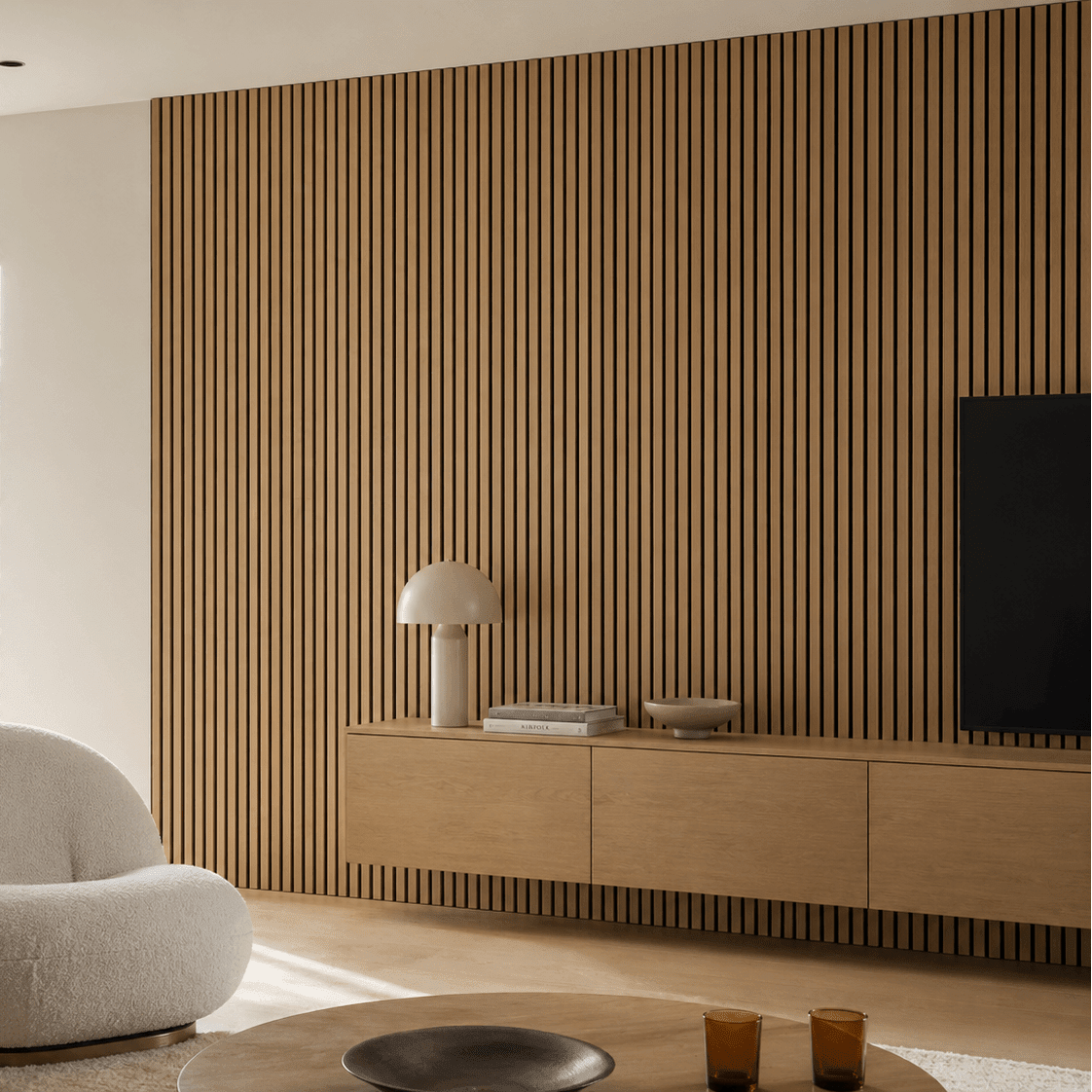 Vasalund, Akustikpanel - PET/MDF/FANÉR, Oljad ek - 240 cm - Akustikpaneler - Vasalund, Acousticpanel - PET/MDF/VENEER, Oiled Oak - 240 cm - MASTERSTORE - 8595677195859 - Acoustic Panels - 54 - 240 - 11 - 91 - 12 - 8595677195859 - 