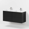 Bathroom furniture with classic fronts - 120x46x57 cm - matte black - solid surface double basin - Viborg - MASTERSTORE - 8595677196887 - Furniture Set - Basin & Cabinet - 70-120-52-02-81 - 8595677196887
