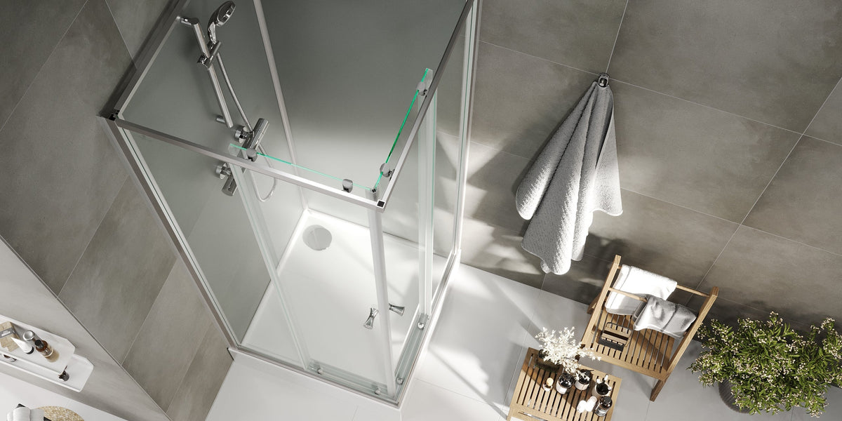 Duschkabin Square 80x80x200 cm - Borstad aluminiumprofiler - 4 mm klart glas - Dayton