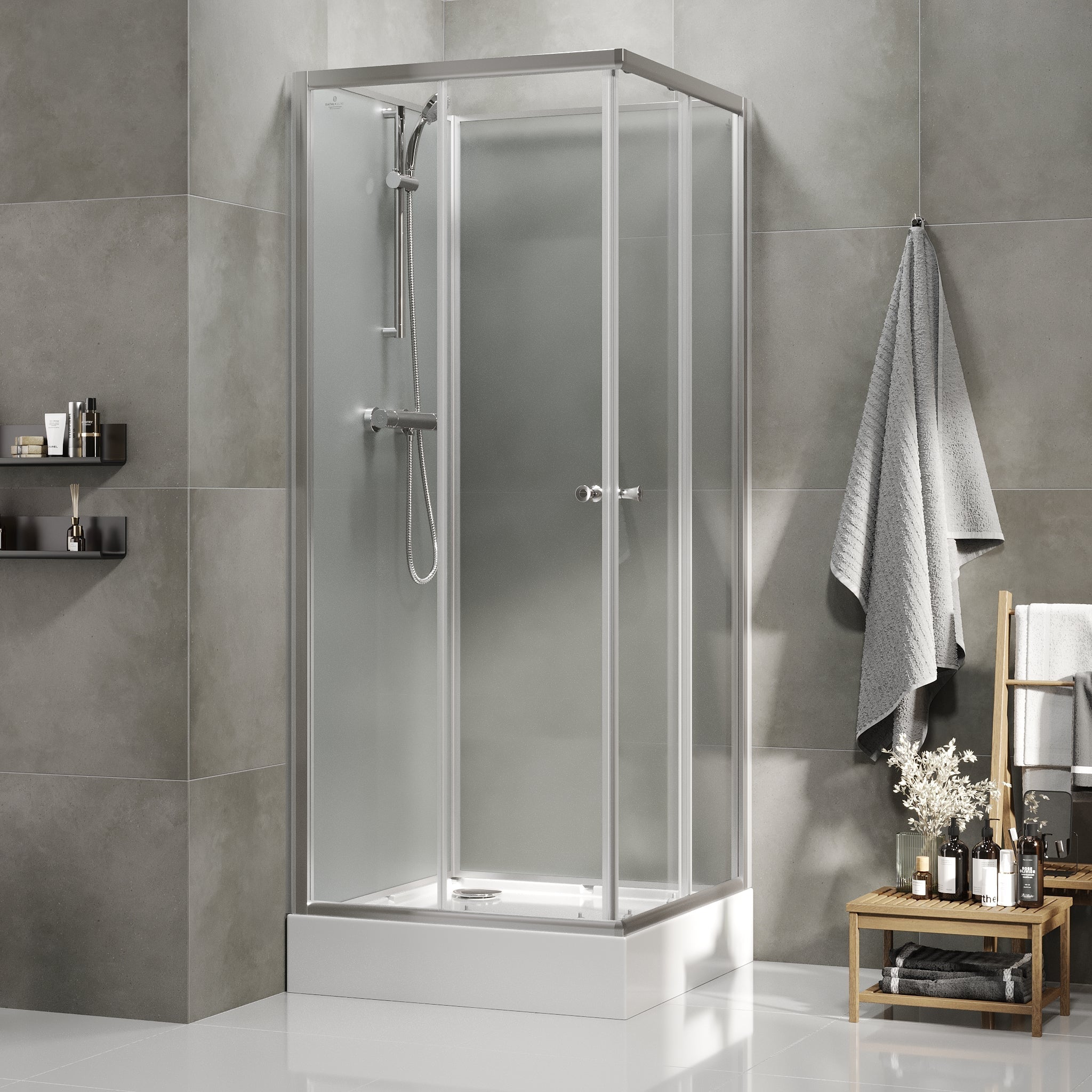 Duschkabin fyrkantig 80x80x200 cm - satinprofiler - klarglas - Dayton - Duschkabiner - Dayton, Shower Cabin Set - Code, Clear/Satin - 80 cm - MASTERSTORE - 8595677199482 - Shower Cabin Set - Code - 20 - 080 - 15 - 67 - 02 - 8595677199482 - 