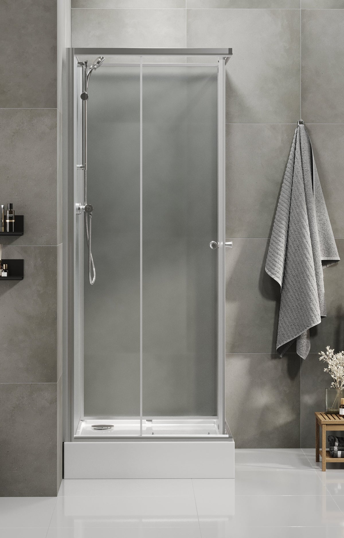Duschkabin Square 80x80x200 cm - Borstad aluminiumprofiler - 4 mm klart glas - Dayton