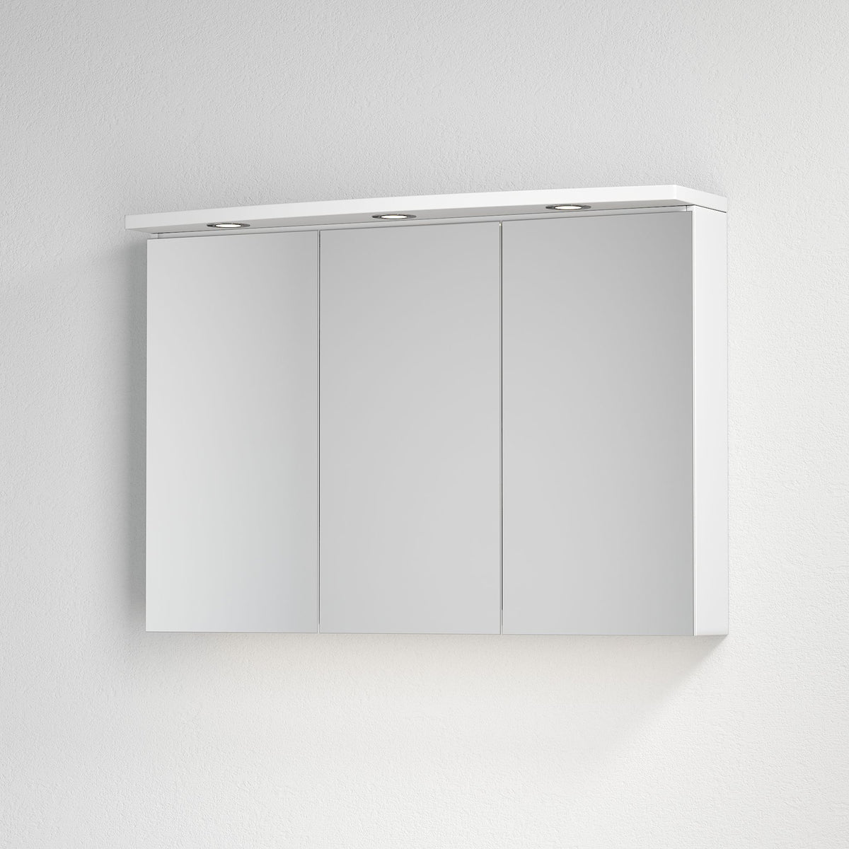 Spegelskåp Fjäll med LED belysning, Rund, Vit Högblank