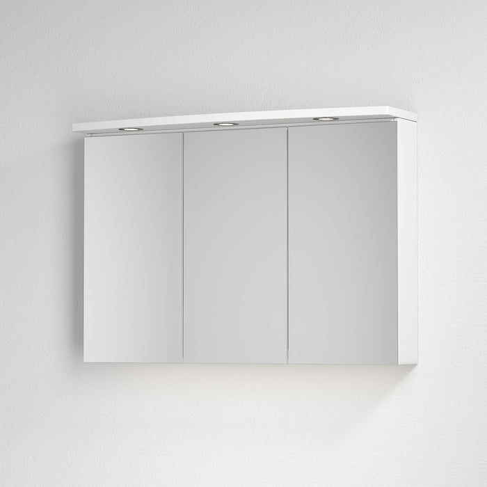 Spegelskåp Fjäll med LED belysning, Rund, Vit Högblank