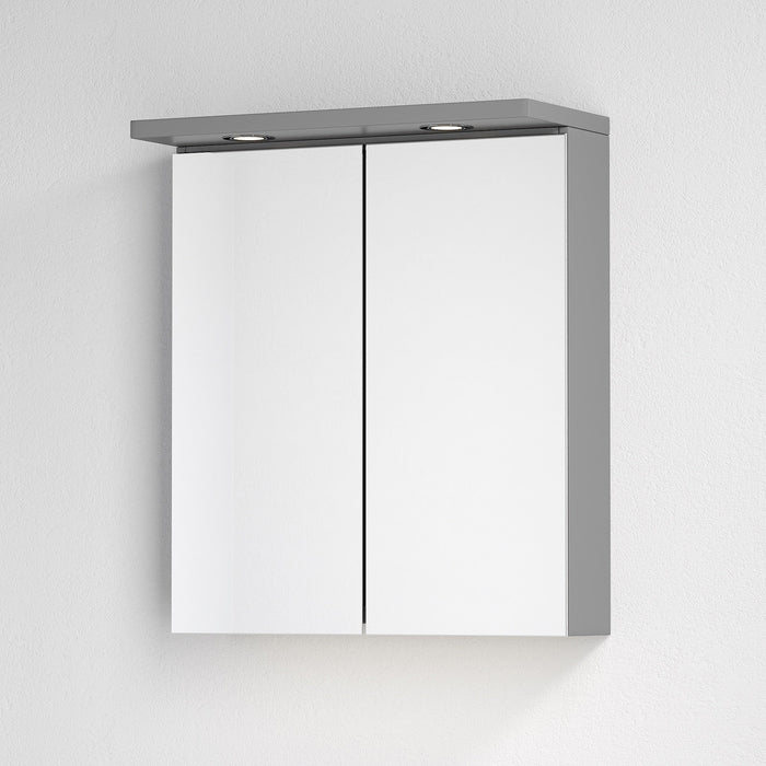 Spegelskåp Fjäll med LED belysning, Rektangulär, Grå Matt