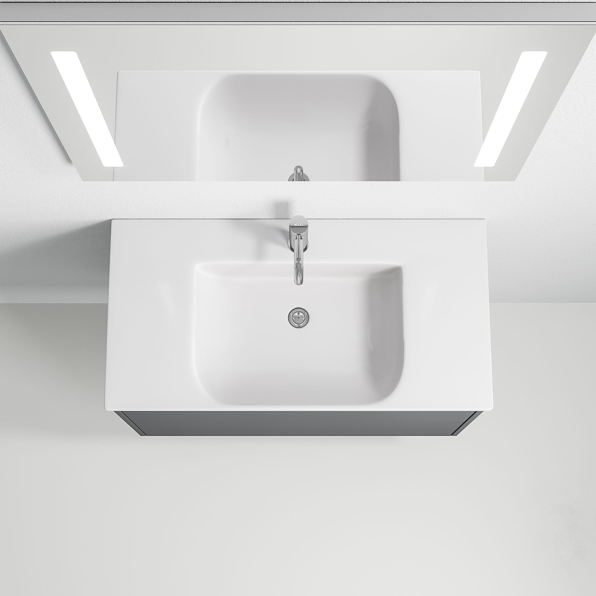 Badrumsmöbel med klassisk integrerad Fronter - 90x46x58 cm - antracitgrå - Porslin tvättställ - Nolvik - Tvättställsskåp - Bathroom furniture with classic integrated fronts - 90x46x58 cm - grey anthracite - ceramic basin - Nolvik - MASTERSTORE - Vanity Units - 76 - 090 - 68 - 43 - 80 - 