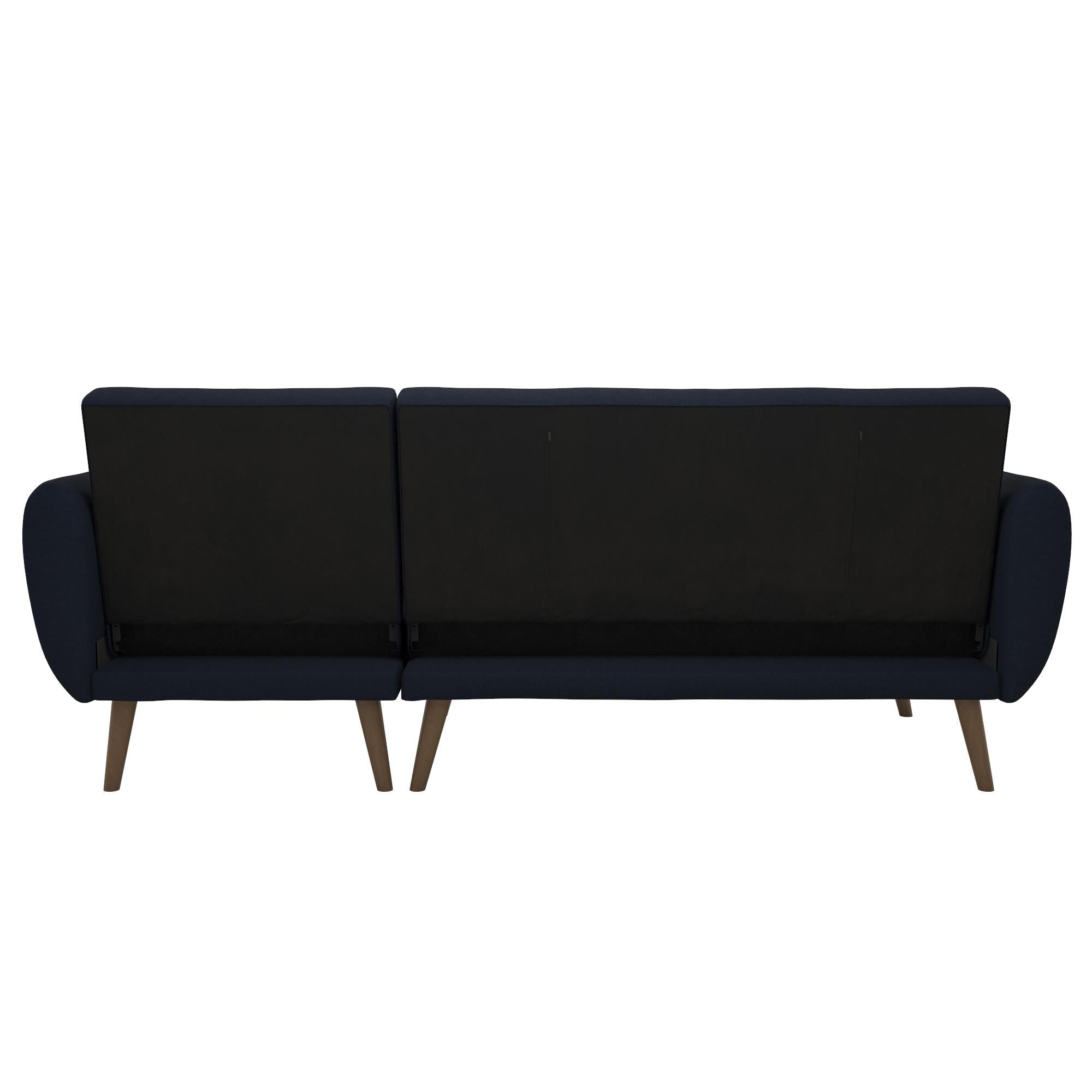 Bäddsoffa med schäslong - 224x141x80 cm - för 3 personer, klädd med linne - blå - Brittany - Bäddsoffor - Bäddsoffa med schäslong - 224x141x80 cm - för 3 personer, klädd med linne - blå - Brittany - 