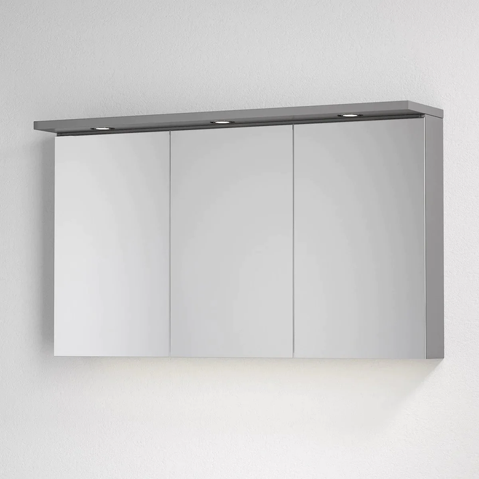 Spegelskåp Fjäll med LED belysning, Rektangulär, Grå Matt