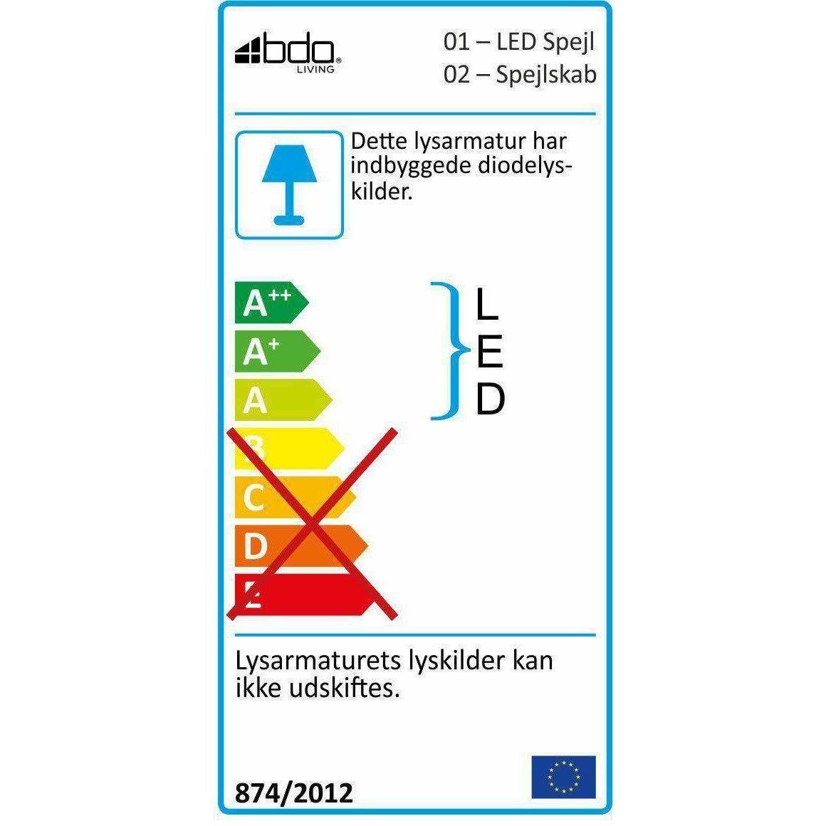 LED Spegelskåp Nordfeld Classic 60 cm, Vit Matt