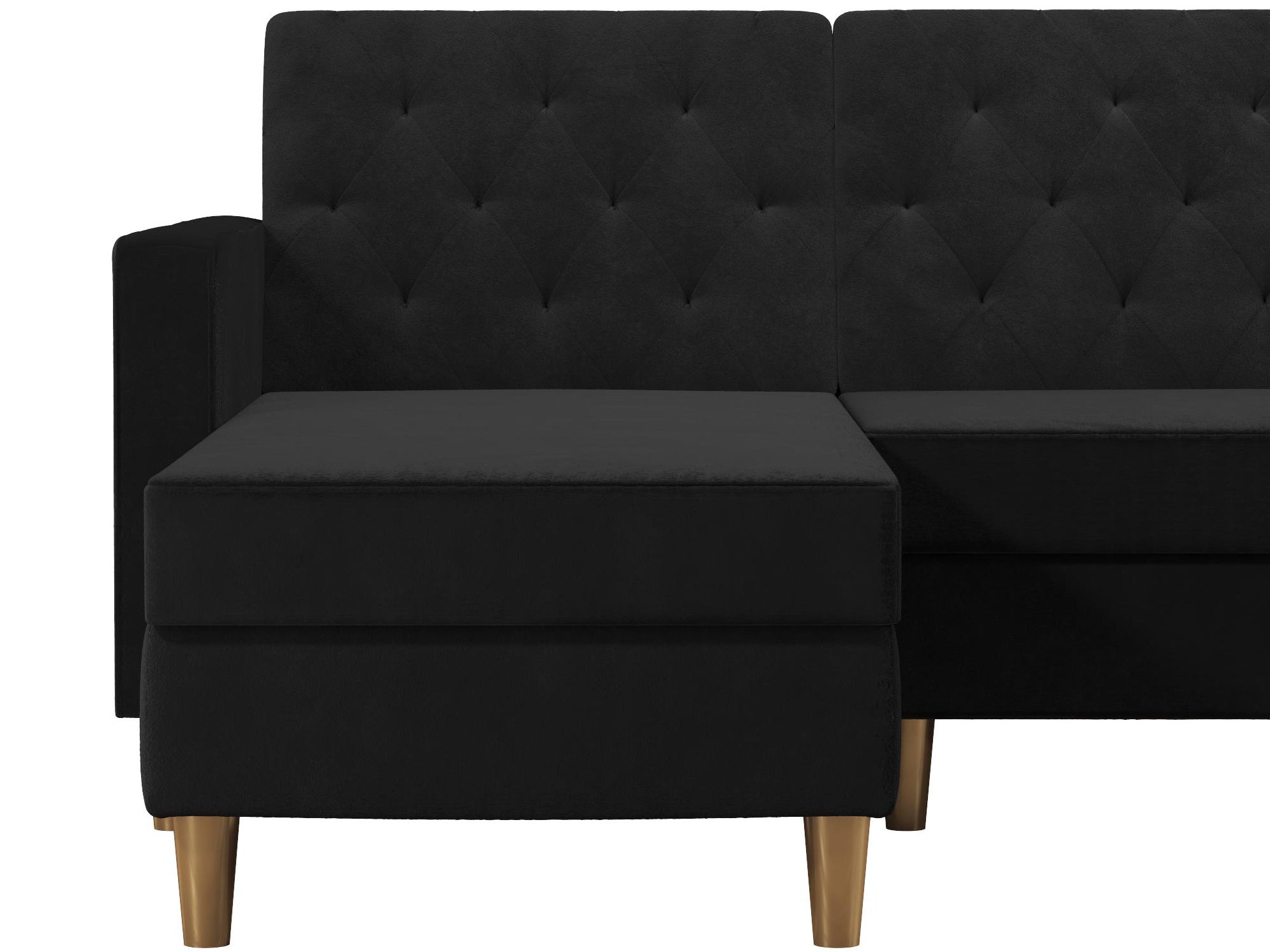 Live 3-sits bäddsoffa med schäslong, svart