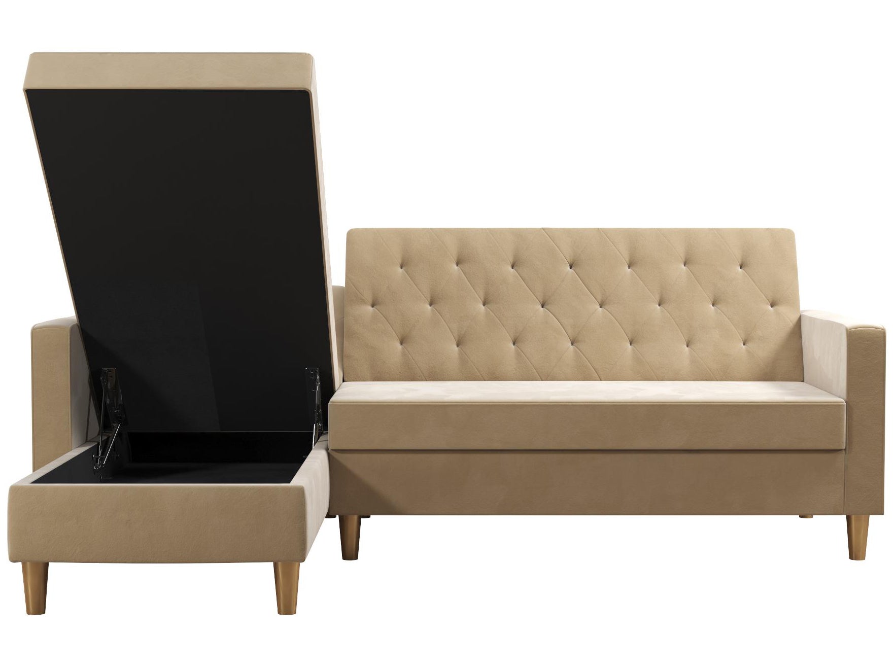 Live 3-sits bäddsoffa med schäslong, vit