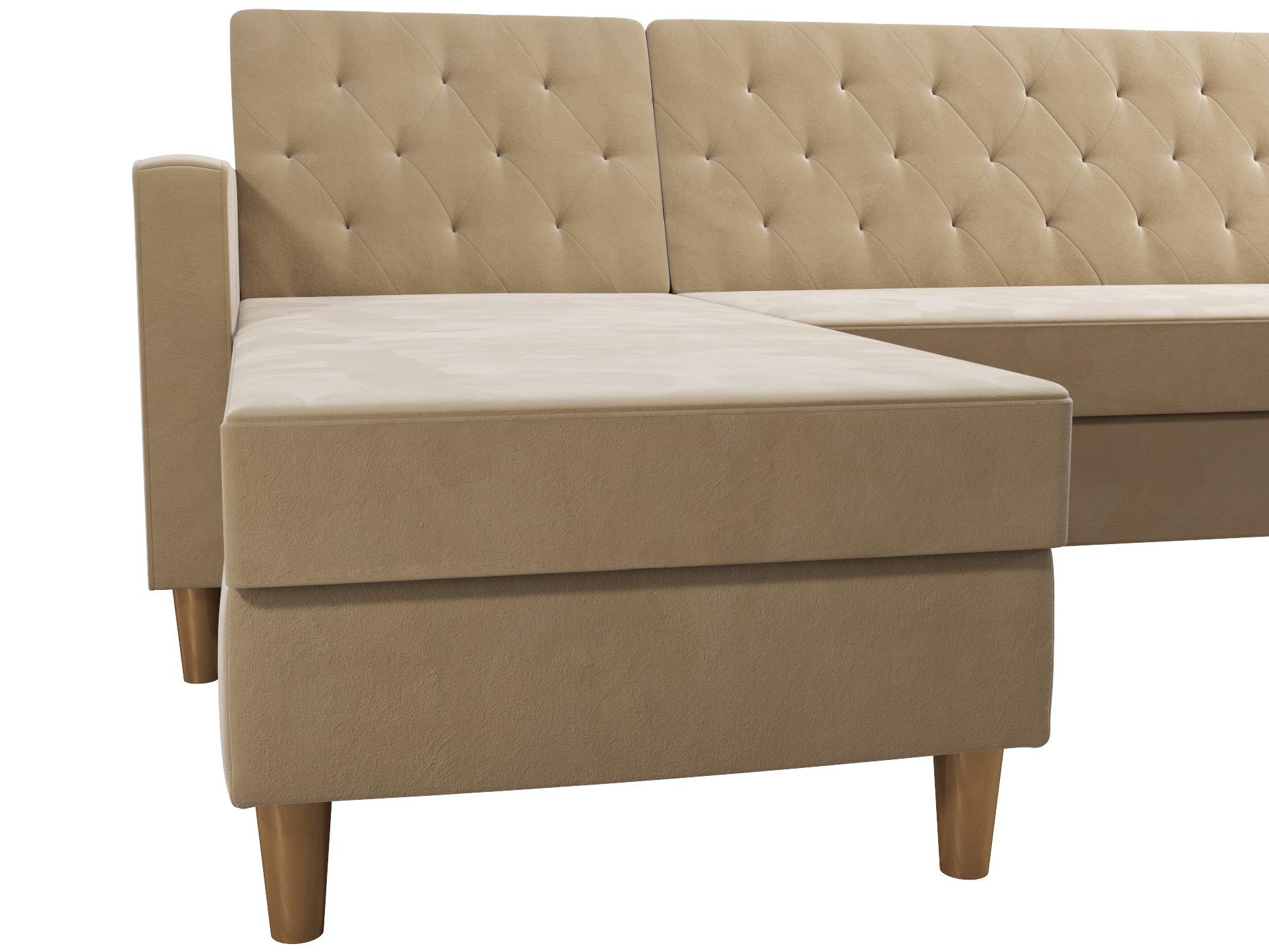 Live 3-sits bäddsoffa med schäslong, vit