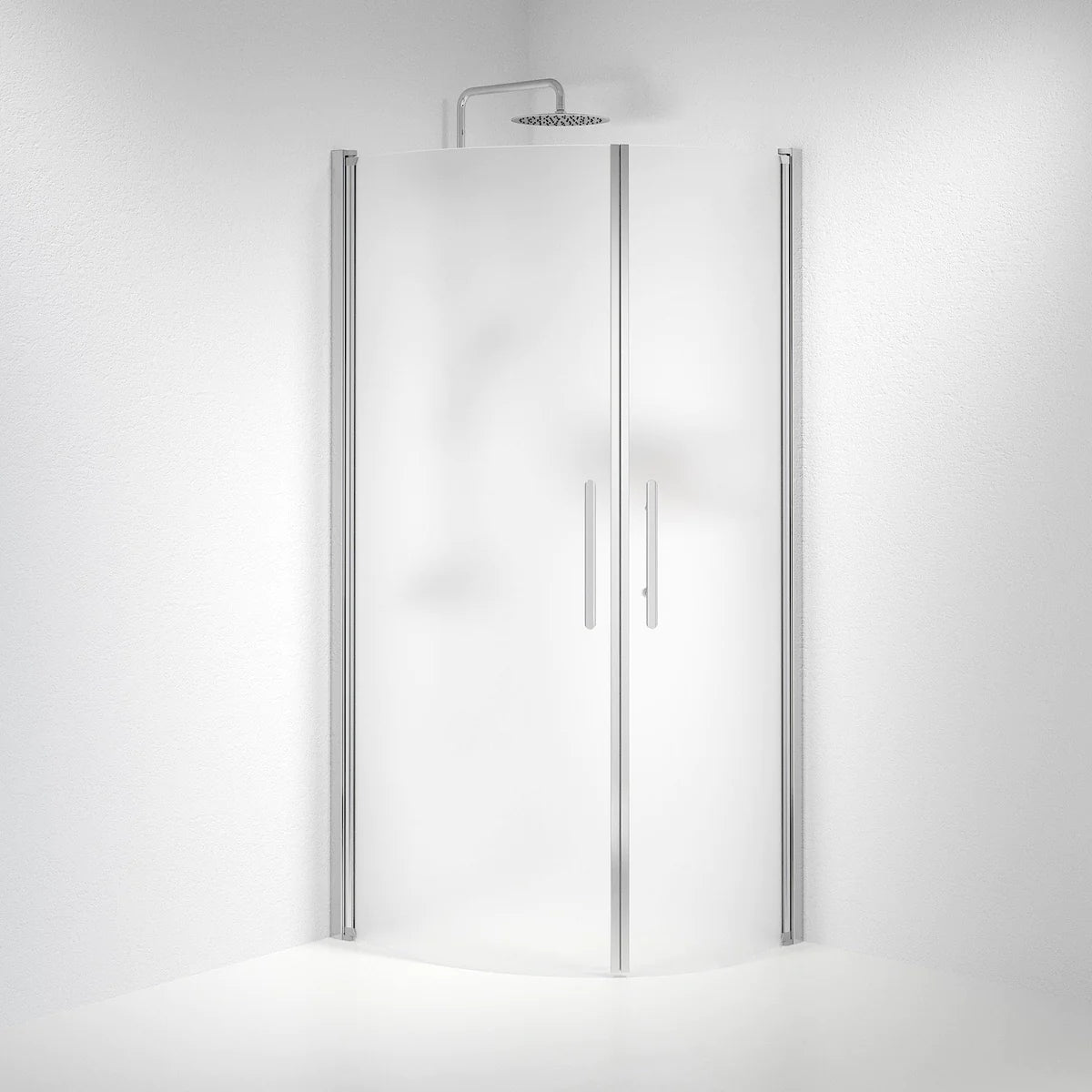 Vänern Duschhörn, Rund, Frostat Glas, Krom Profil