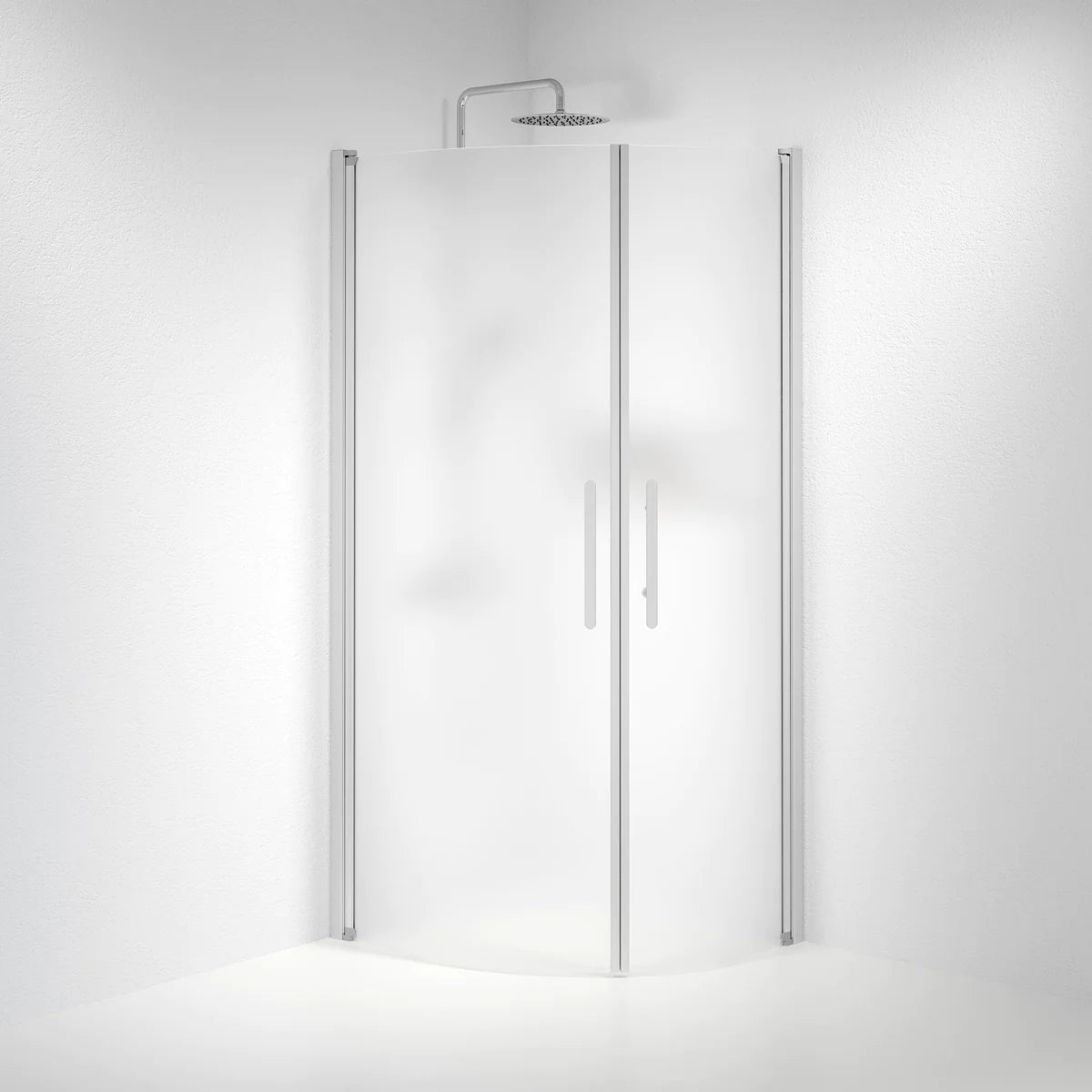 Vänern Duschhörn, Rund, Frostat Glas, Borstad Aluminium Profil
