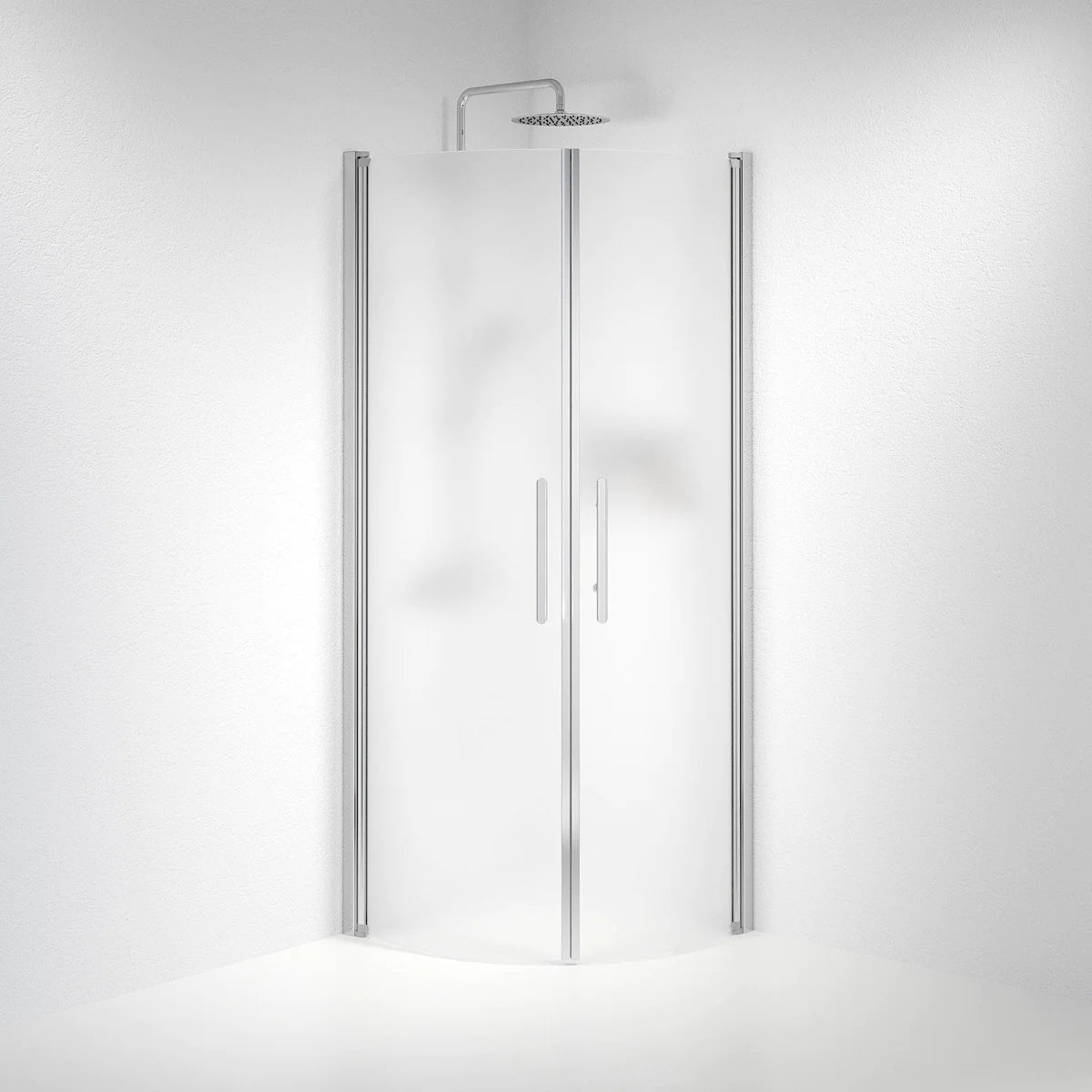 Vänern Duschhörn, Rund, Frostat Glas, Krom Profil
