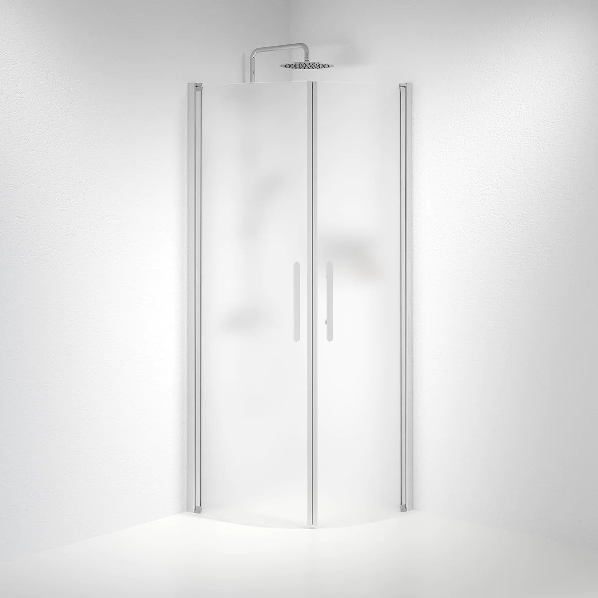 Vänern Duschhörn, Rund, Frostat Glas, Borstad Aluminium Profil