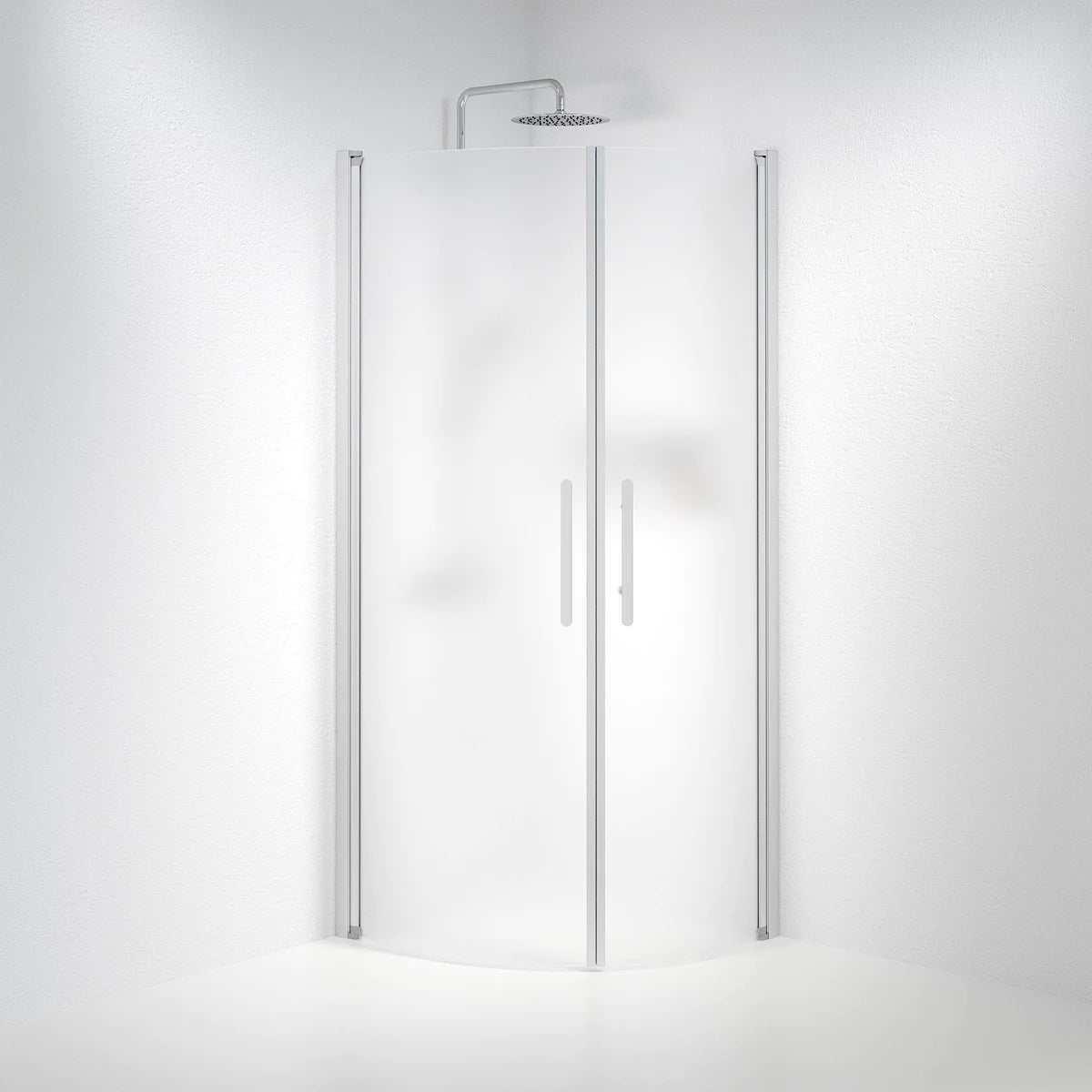 Vänern Duschhörn, Rund, Frostat Glas, Borstad Aluminium Profil