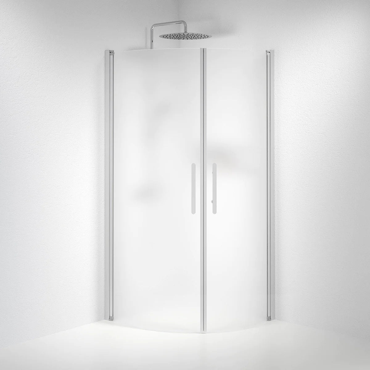 Vänern Duschhörn, Rund, Frostat Glas, Borstad Aluminium Profil