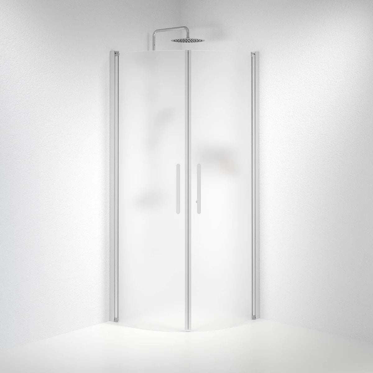 Vänern Duschhörn, Rund, Frostat Glas, Borstad Aluminium Profil