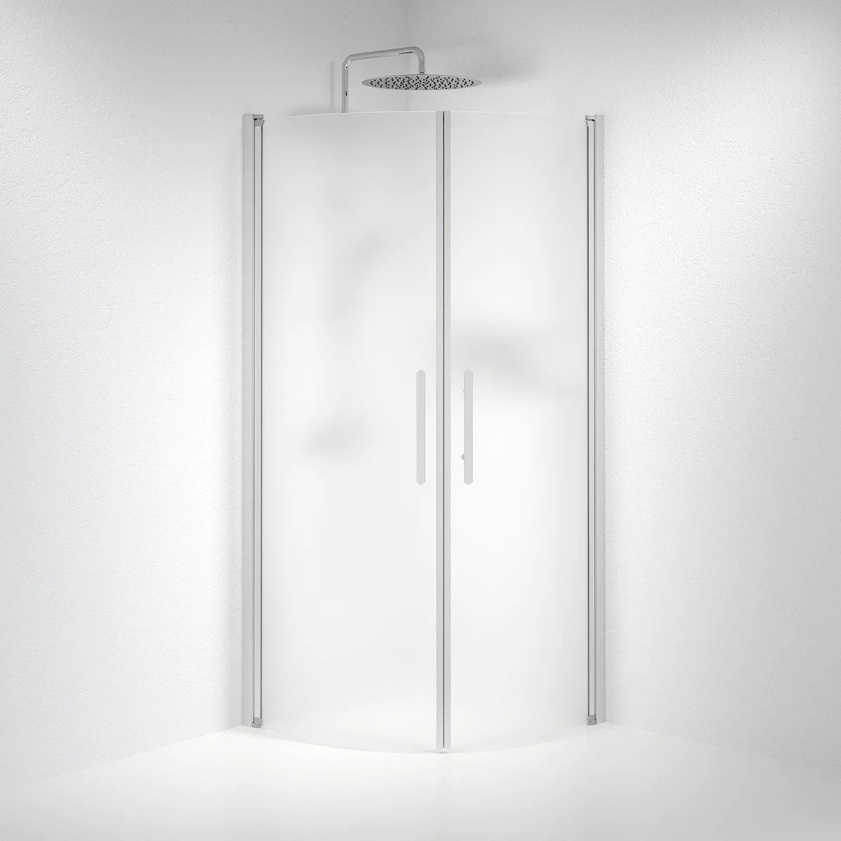 Vänern Duschhörn, Rund, Frostat Glas, Borstad Aluminium Profil