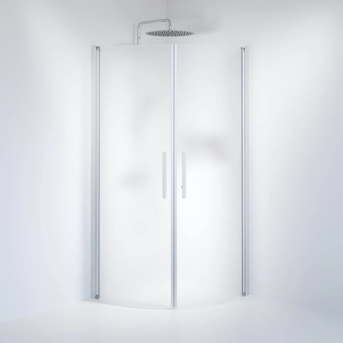 Vänern Duschhörn, Rund, Frostat Glas, Borstad Aluminium Profil