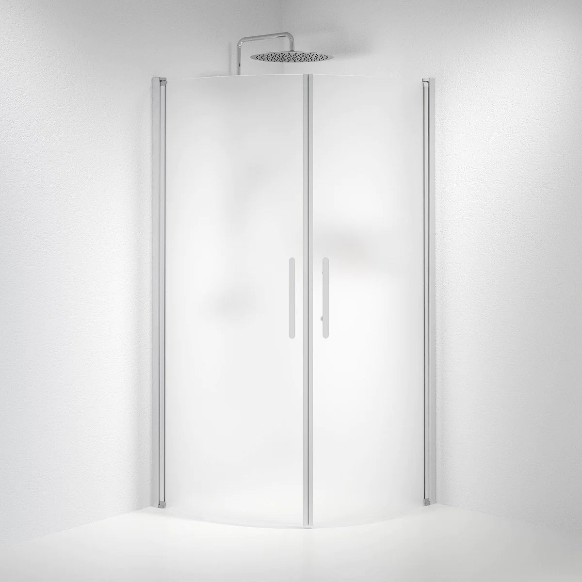 Vänern Duschhörn, Rund, Frostat Glas, Borstad Aluminium Profil