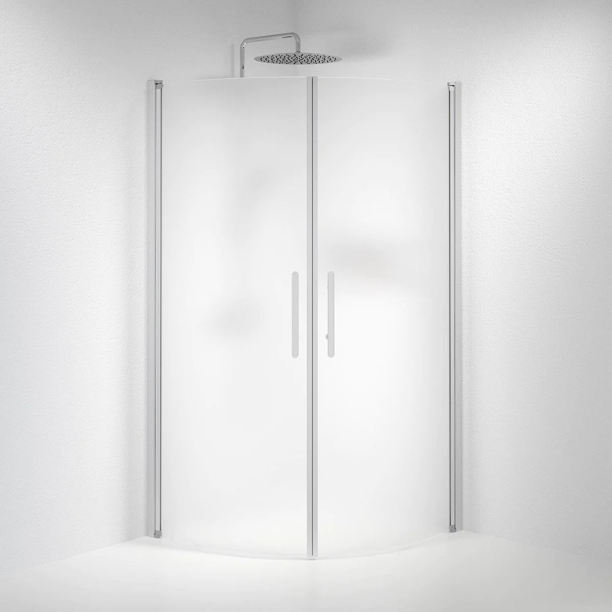 Vänern Duschhörn, Rund, Frostat Glas, Borstad Aluminium Profil