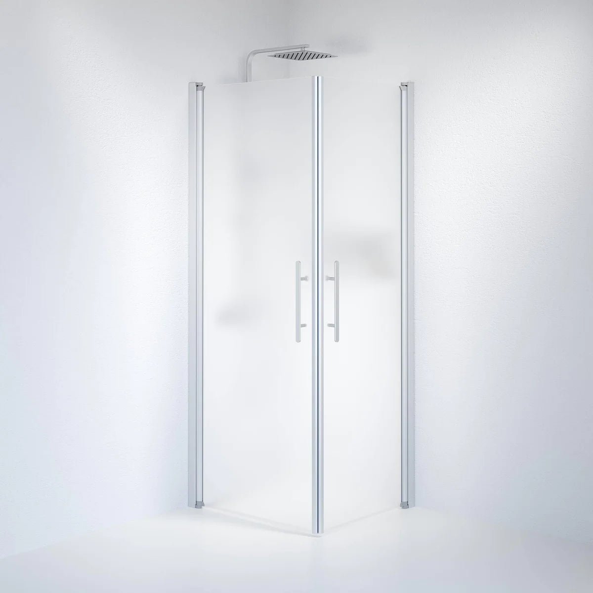 Vänern Duschhörn, Rak, Frostat Glas, Borstad Aluminium Profil