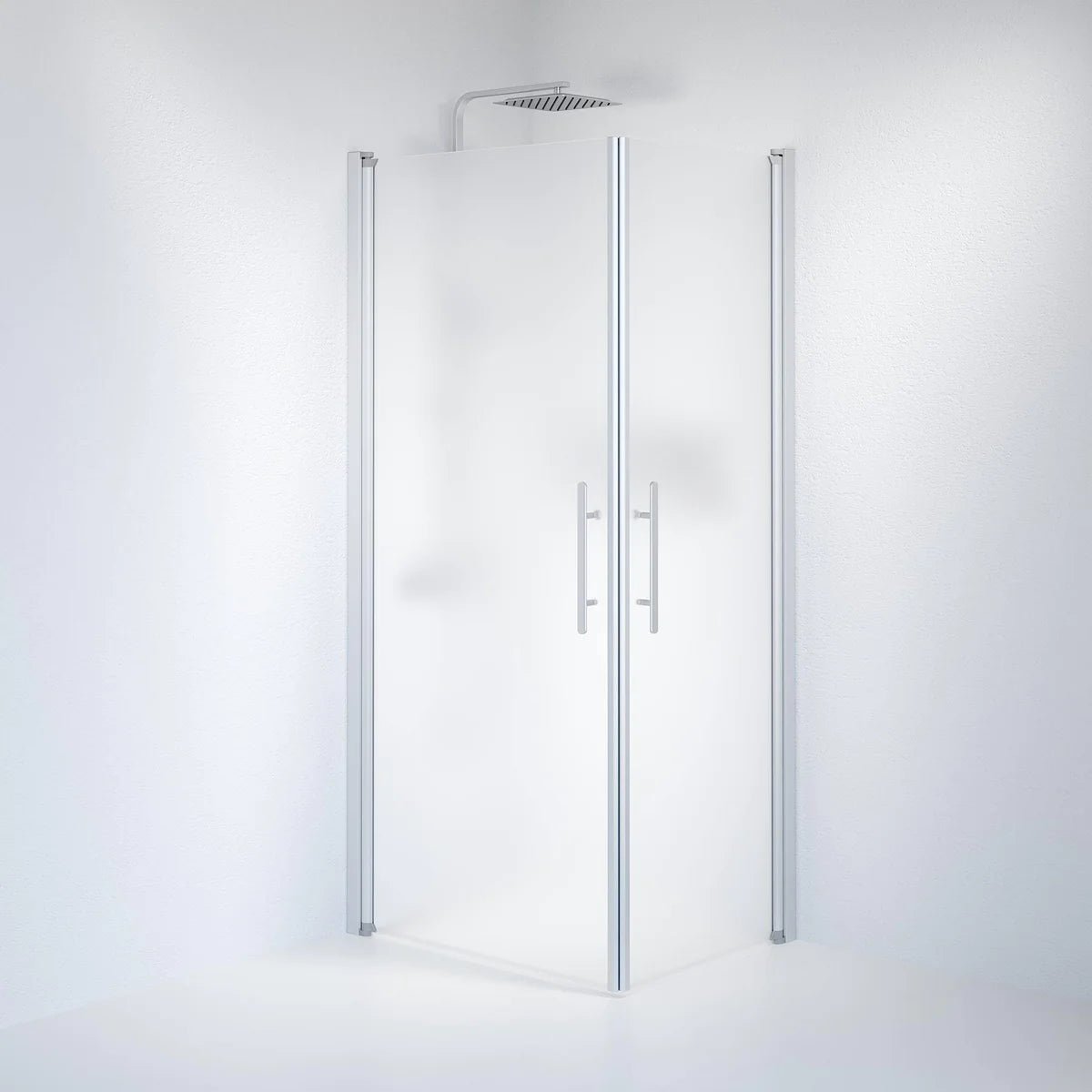 Vänern Duschhörn, Rak, Frostat Glas, Borstad Aluminium Profil