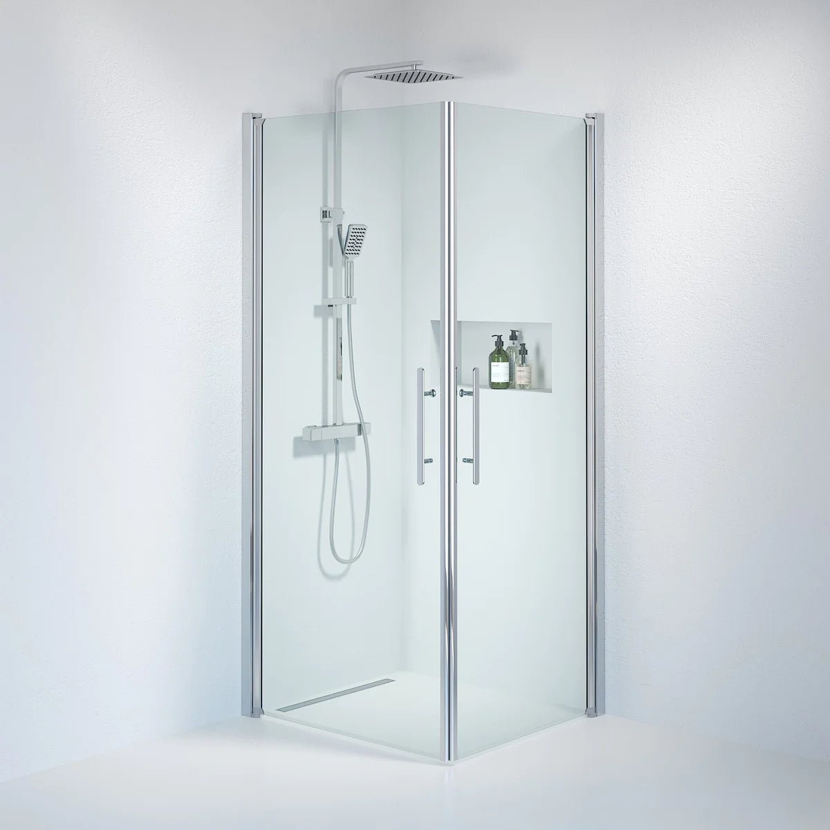 Vänern Duschhörn, Rak, Klarglas, Krom Profil