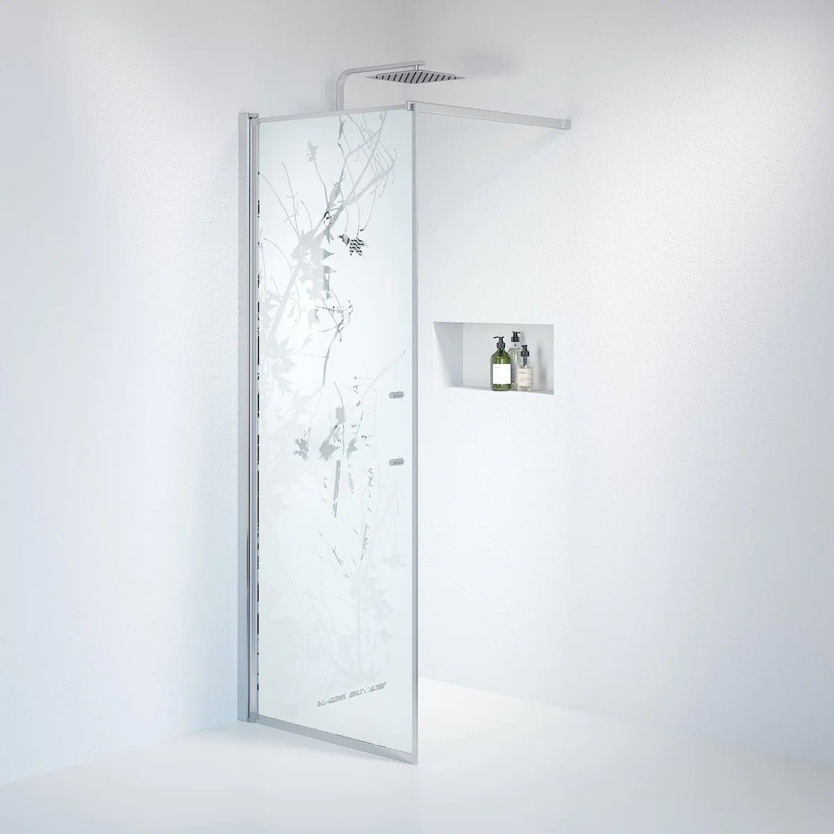 Vänern Duschvägg, Frostat Decor Glas, Krom Profil